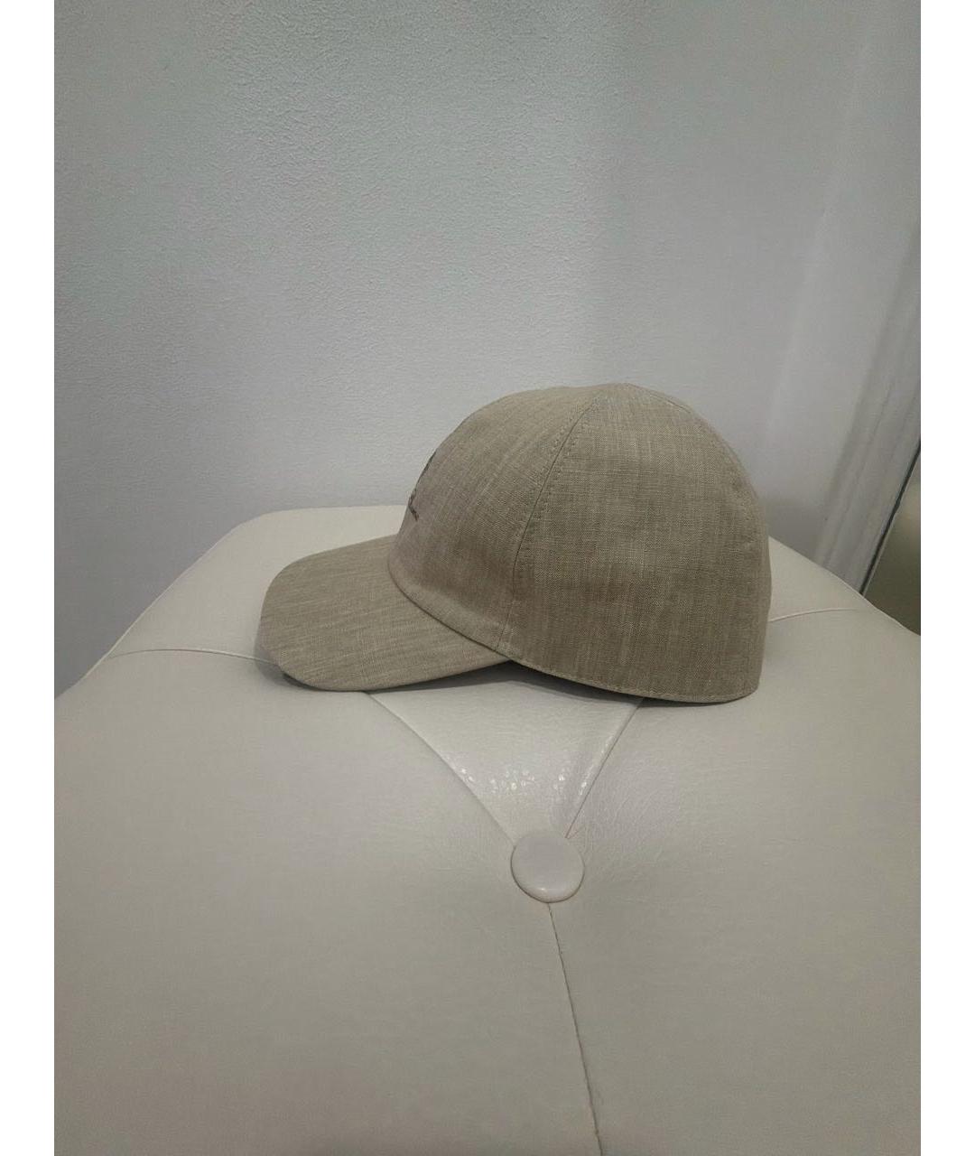 LORO PIANA Бежевая льняная кепка/бейсболка, фото 3