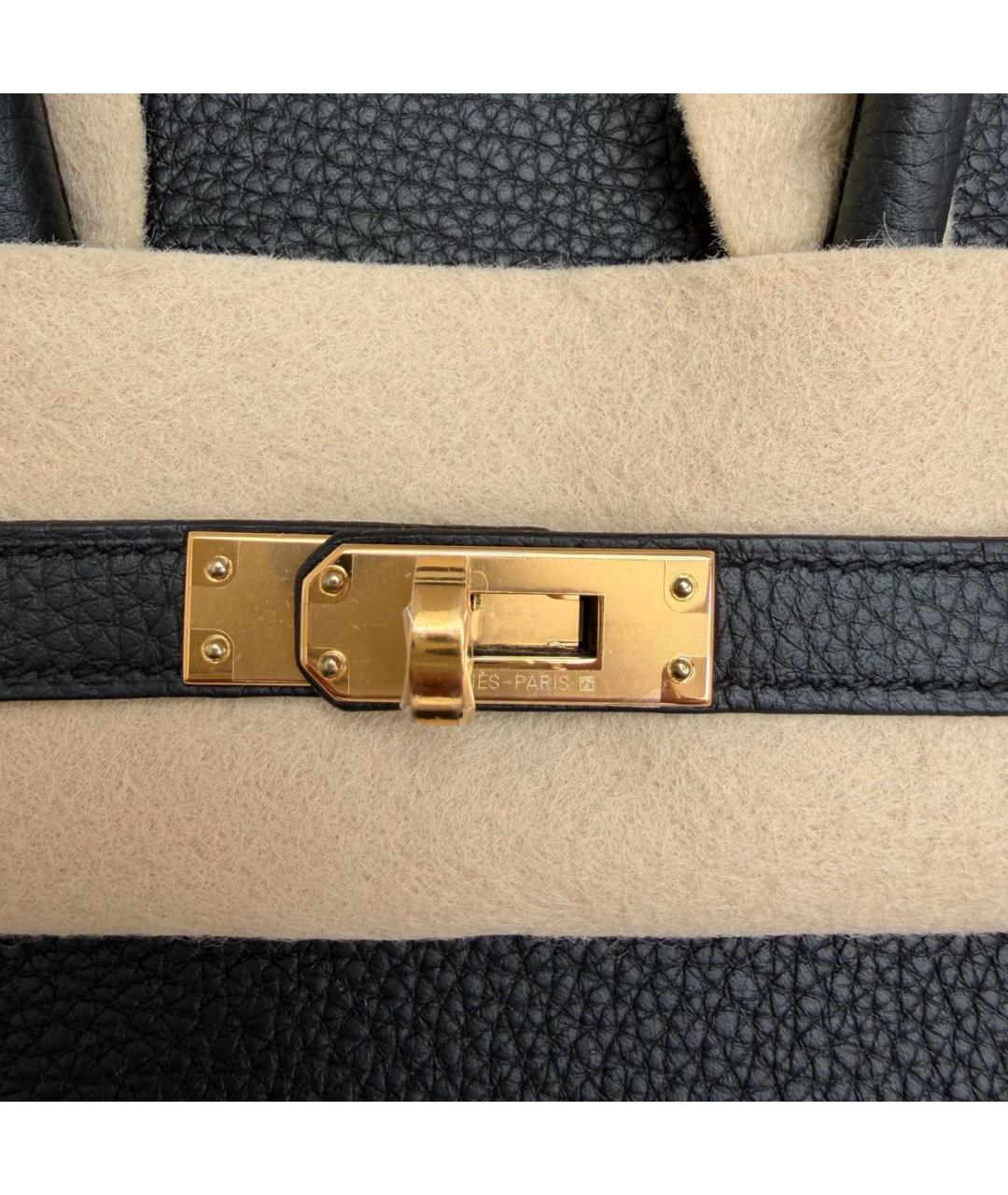 HERMES Черная кожаная сумка с короткими ручками, фото 2