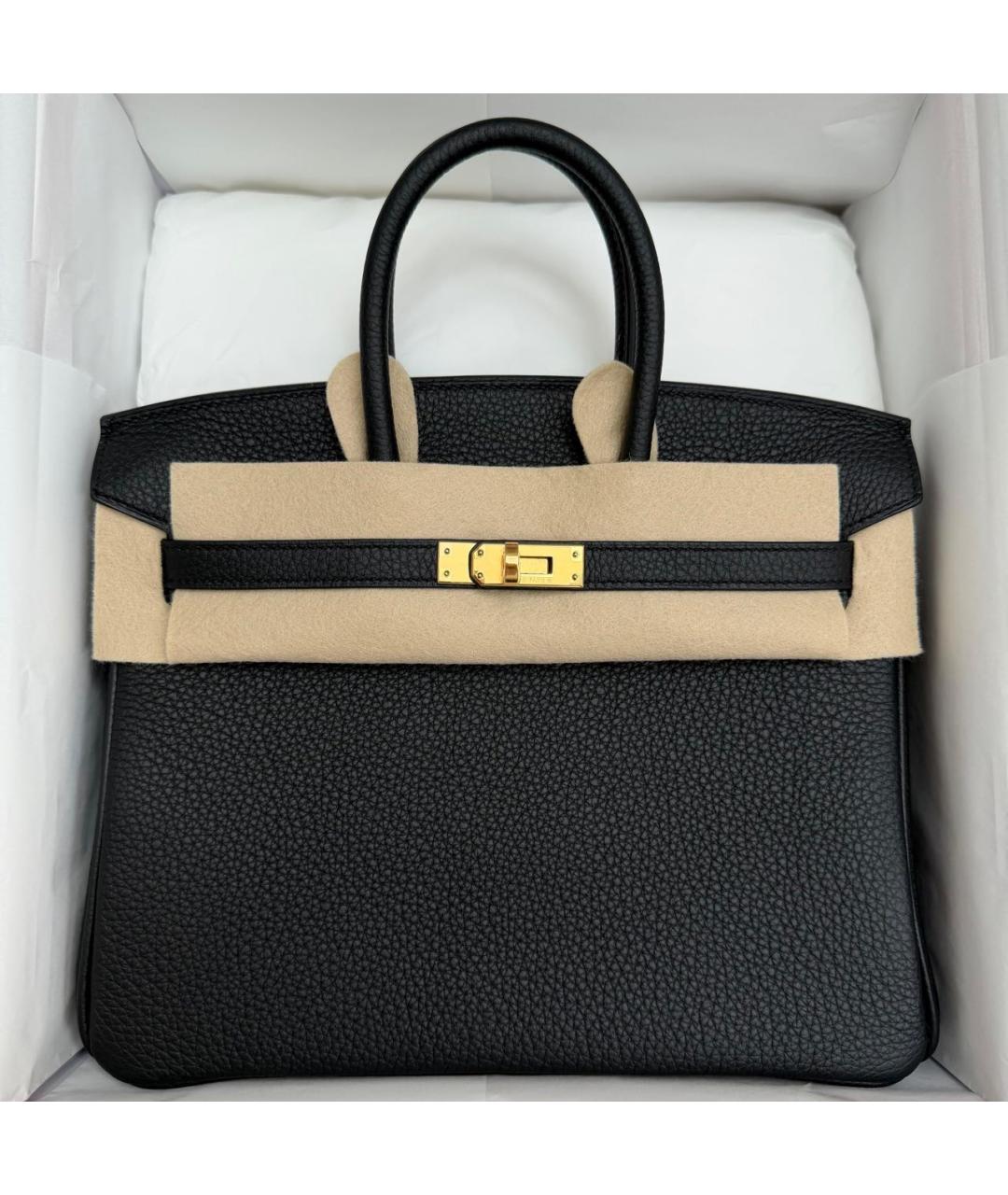 HERMES Черная кожаная сумка с короткими ручками, фото 4