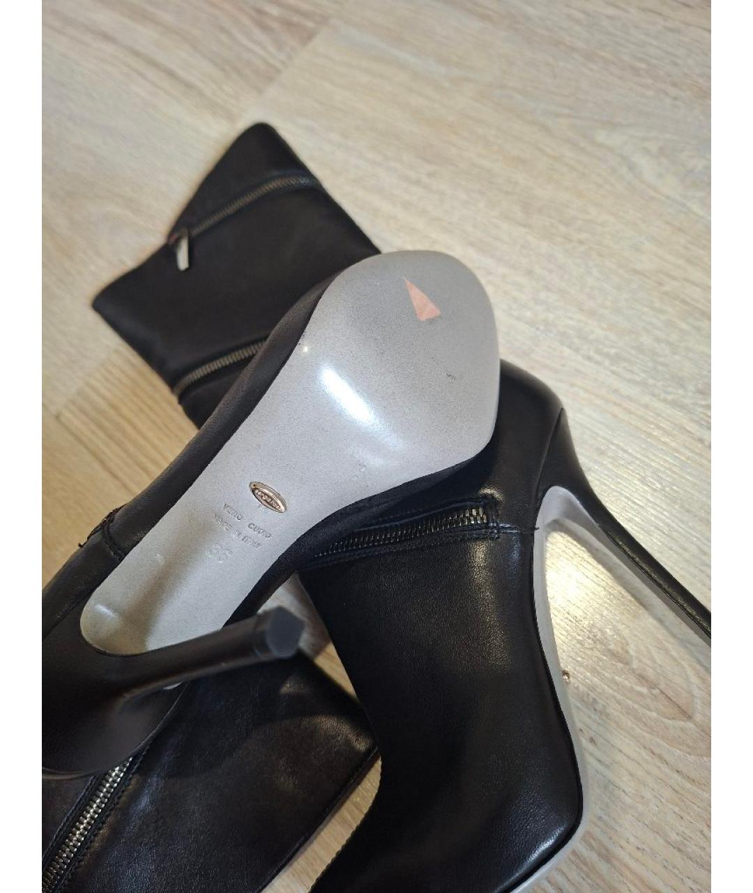 SERGIO ROSSI Черные кожаные сапоги, фото 5