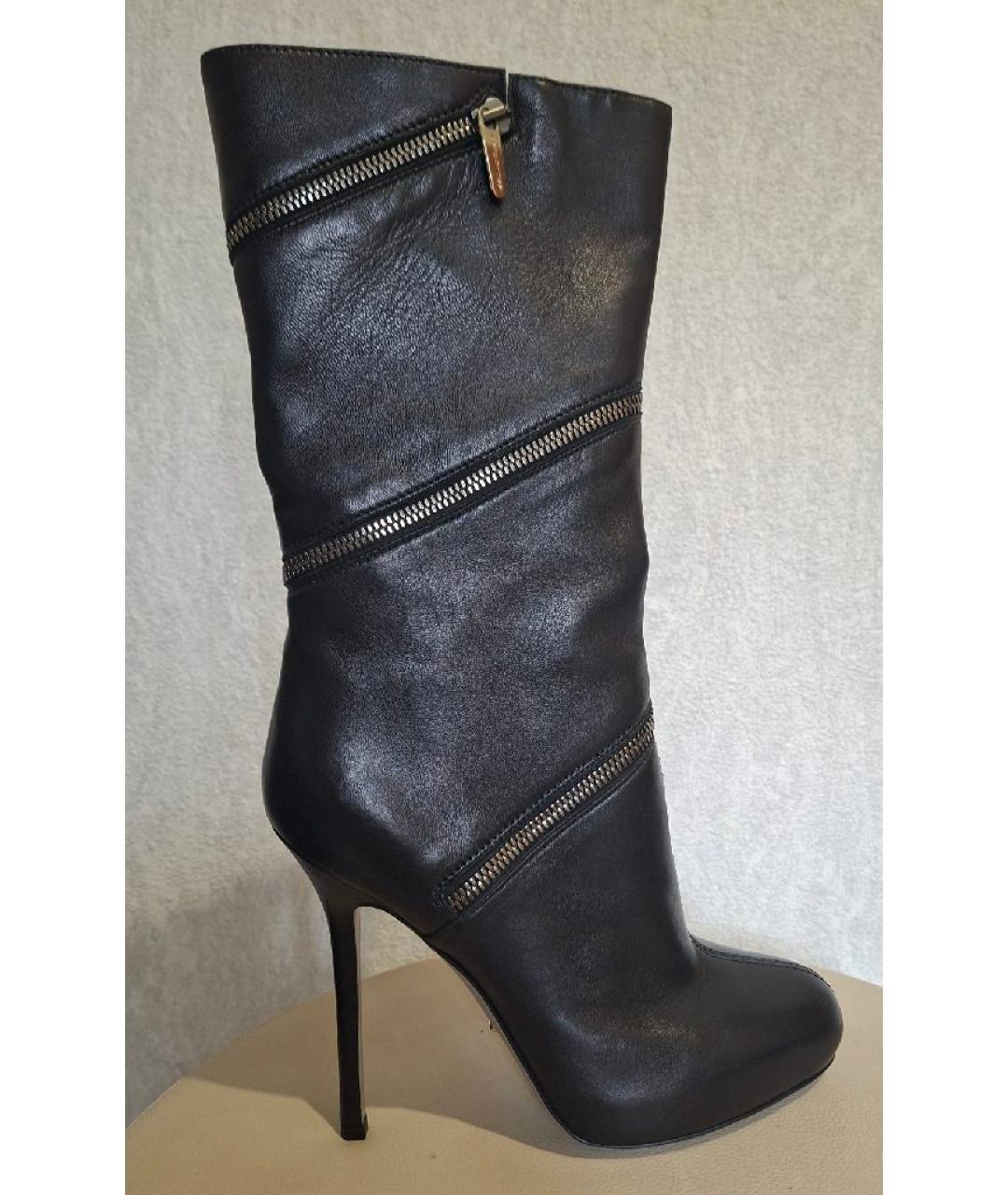 SERGIO ROSSI Черные кожаные сапоги, фото 9