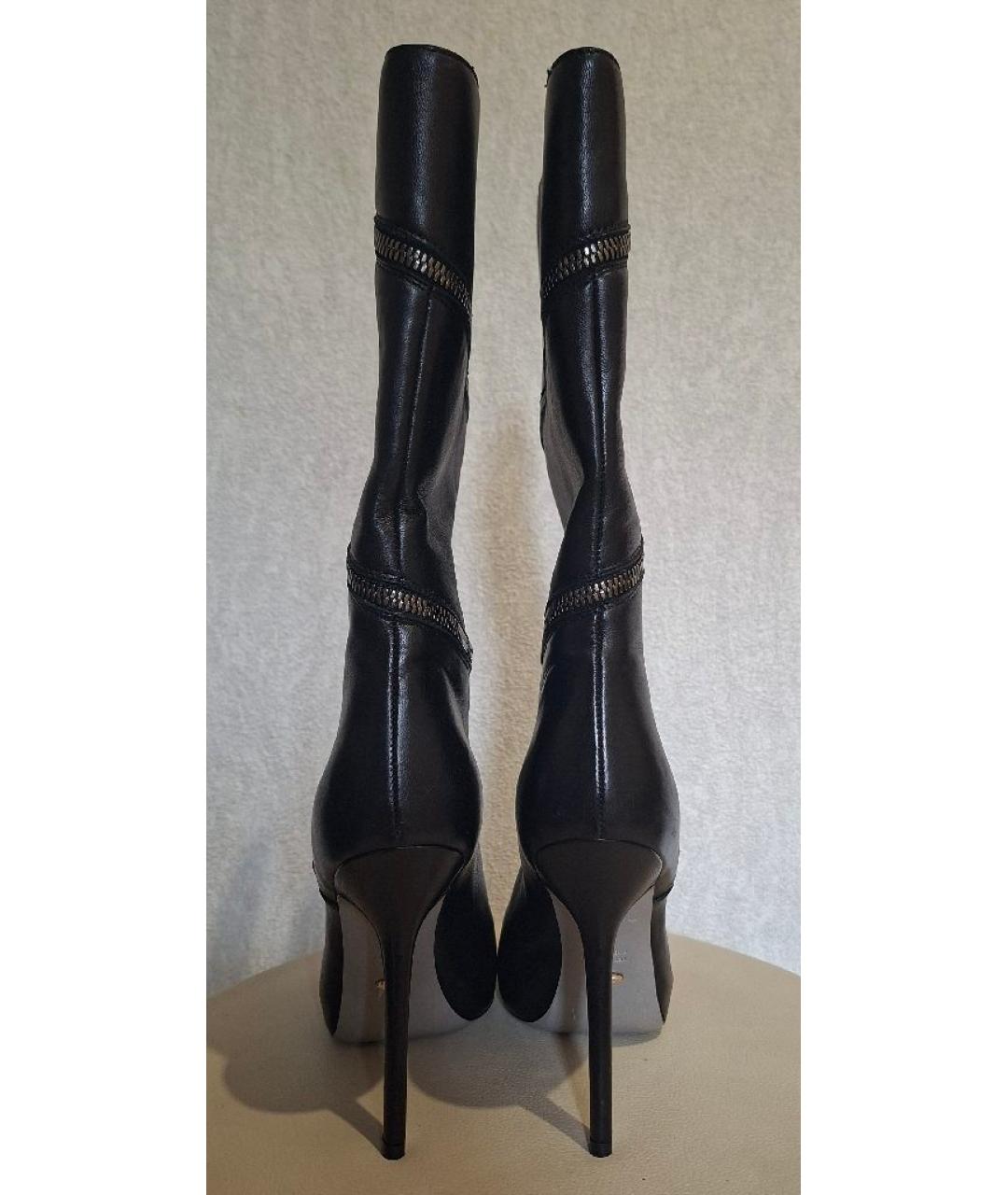 SERGIO ROSSI Черные кожаные сапоги, фото 4