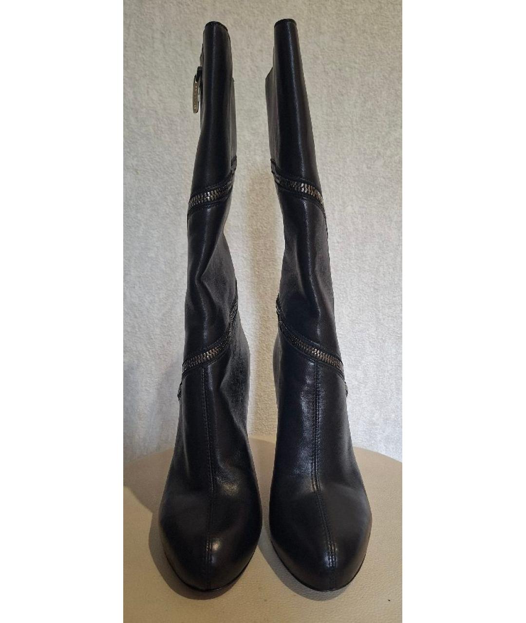 SERGIO ROSSI Черные кожаные сапоги, фото 2