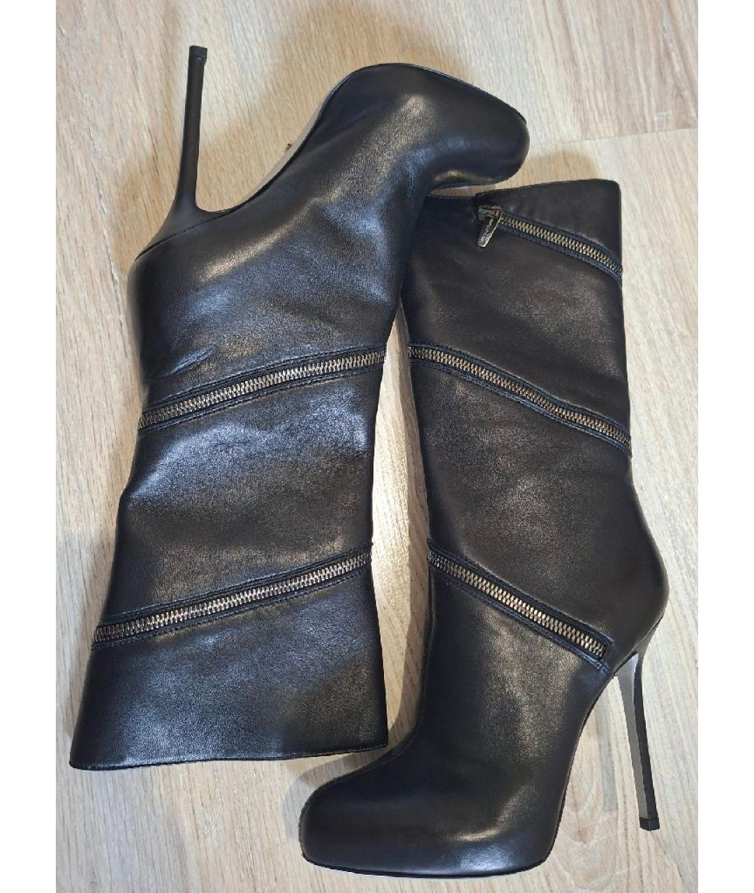 SERGIO ROSSI Черные кожаные сапоги, фото 3