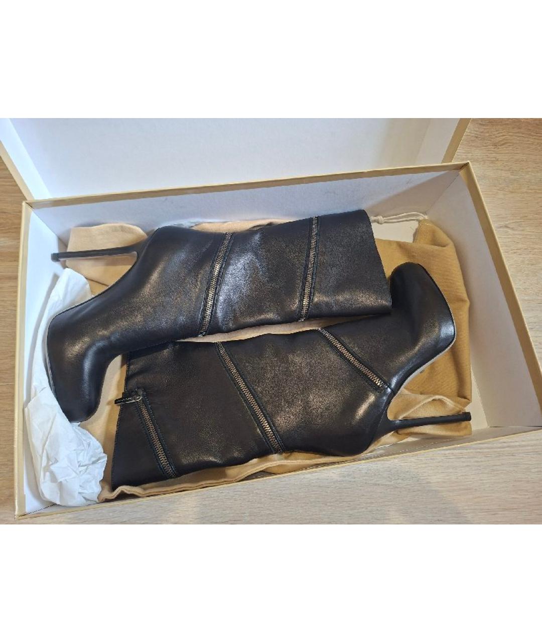 SERGIO ROSSI Черные кожаные сапоги, фото 7