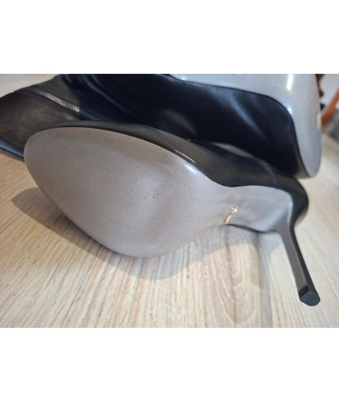 SERGIO ROSSI Черные кожаные сапоги, фото 6