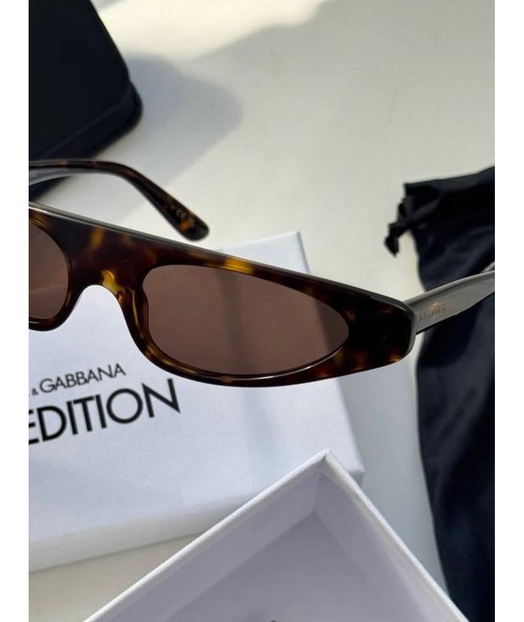 DOLCE&GABBANA Коричневые пластиковые солнцезащитные очки, фото 2