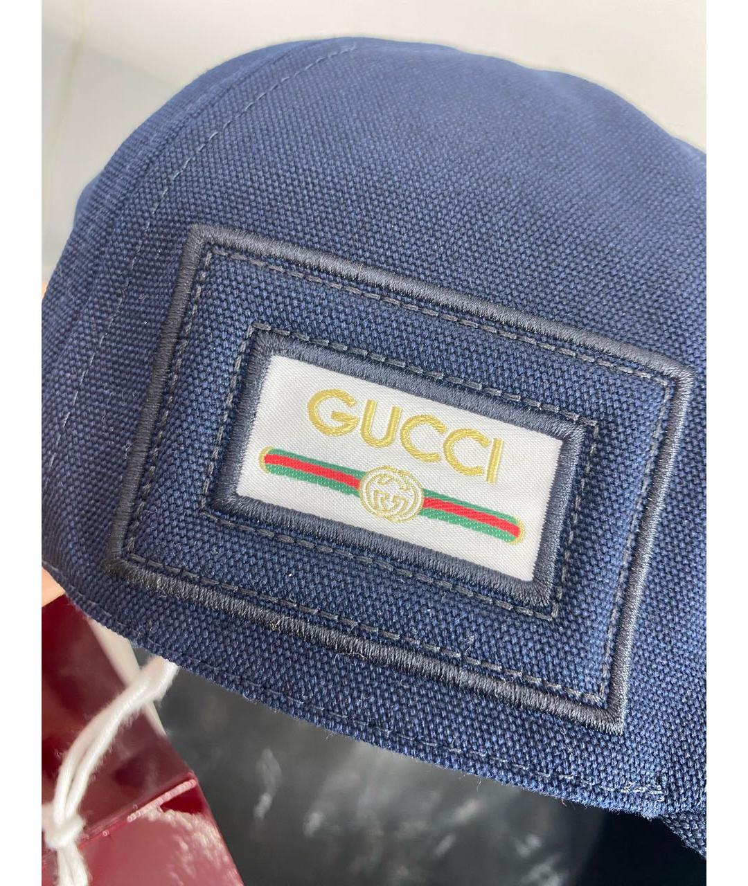 GUCCI Темно-синяя хлопковая кепка/бейсболка, фото 4