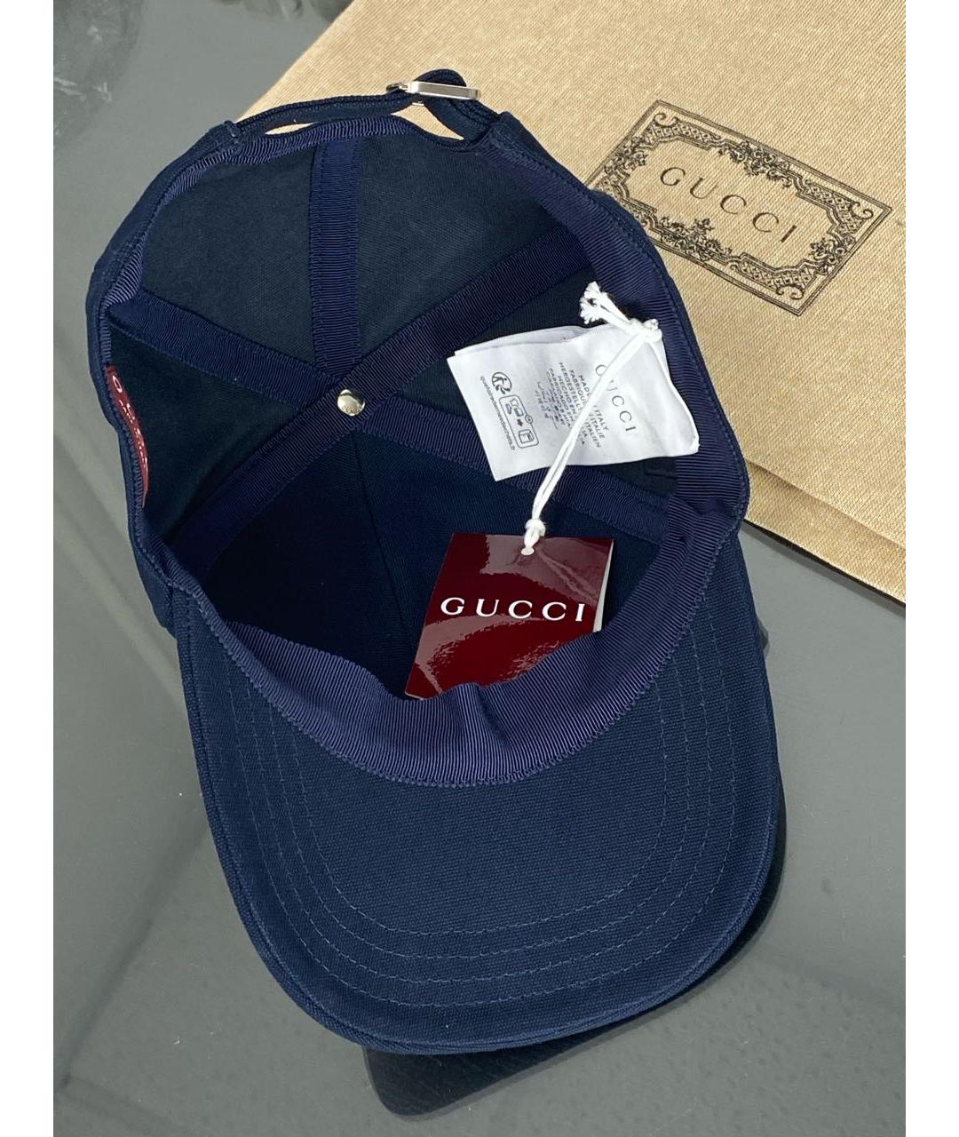 GUCCI Темно-синяя хлопковая кепка/бейсболка, фото 2