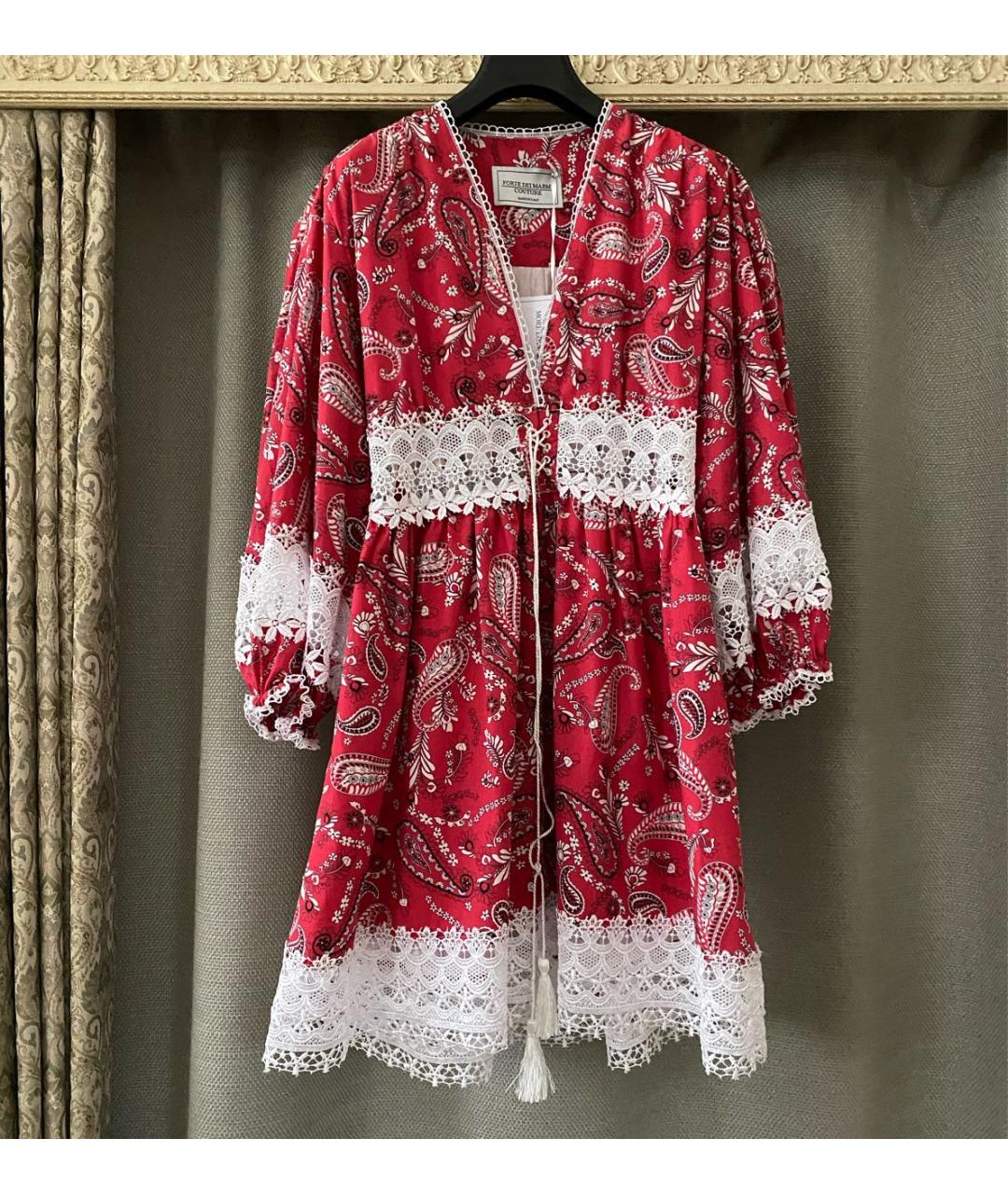 FORTE COUTURE Красное хлопковое коктейльное платье, фото 6
