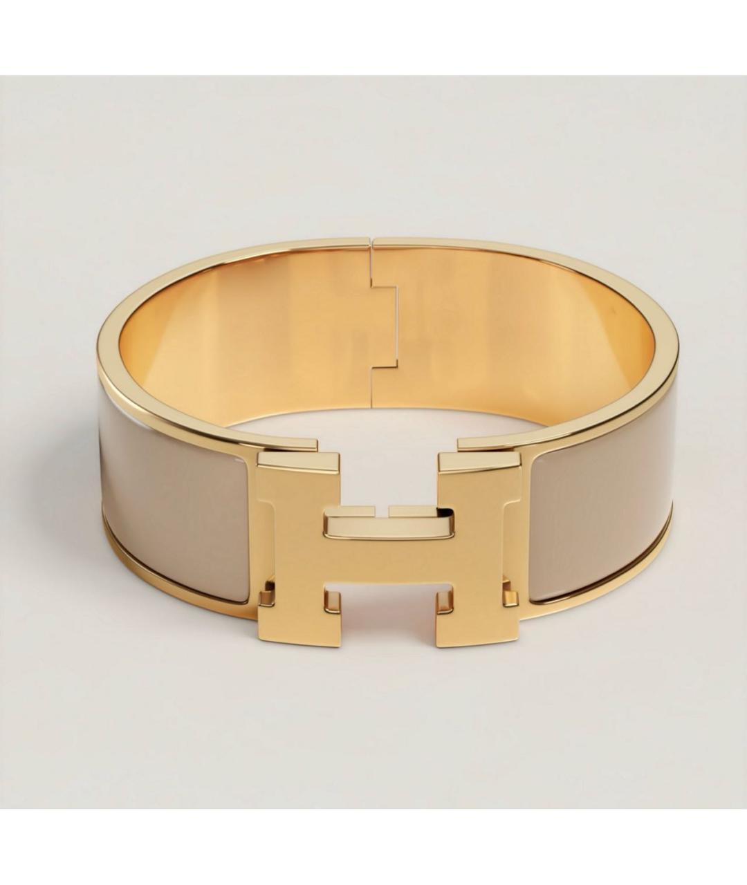 HERMES Бежевый металлический браслет, фото 5