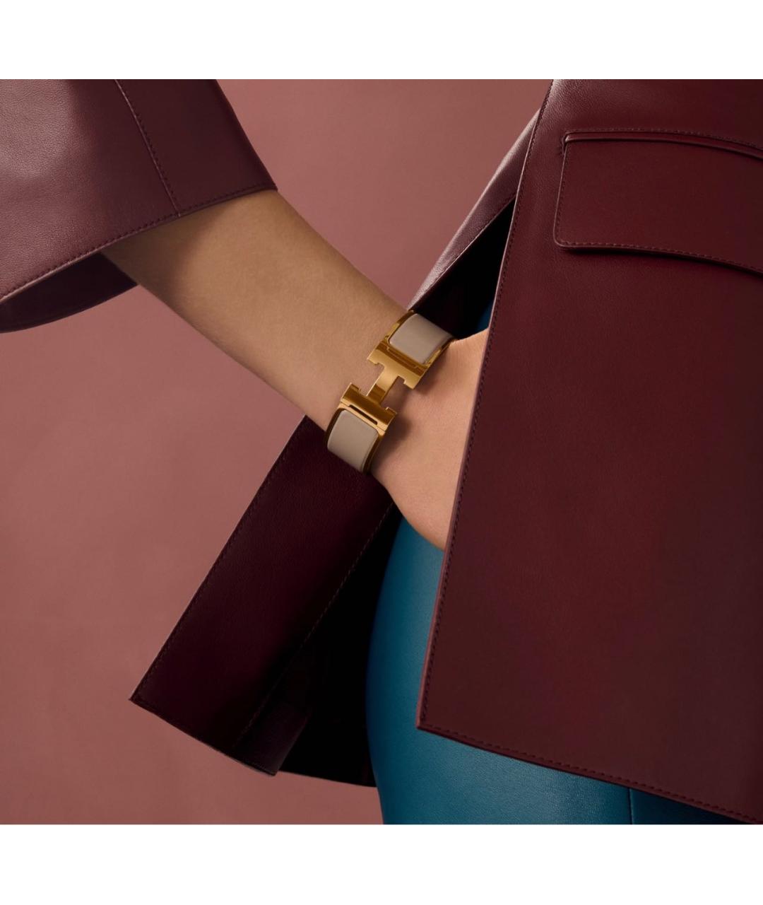 HERMES Бежевый металлический браслет, фото 3