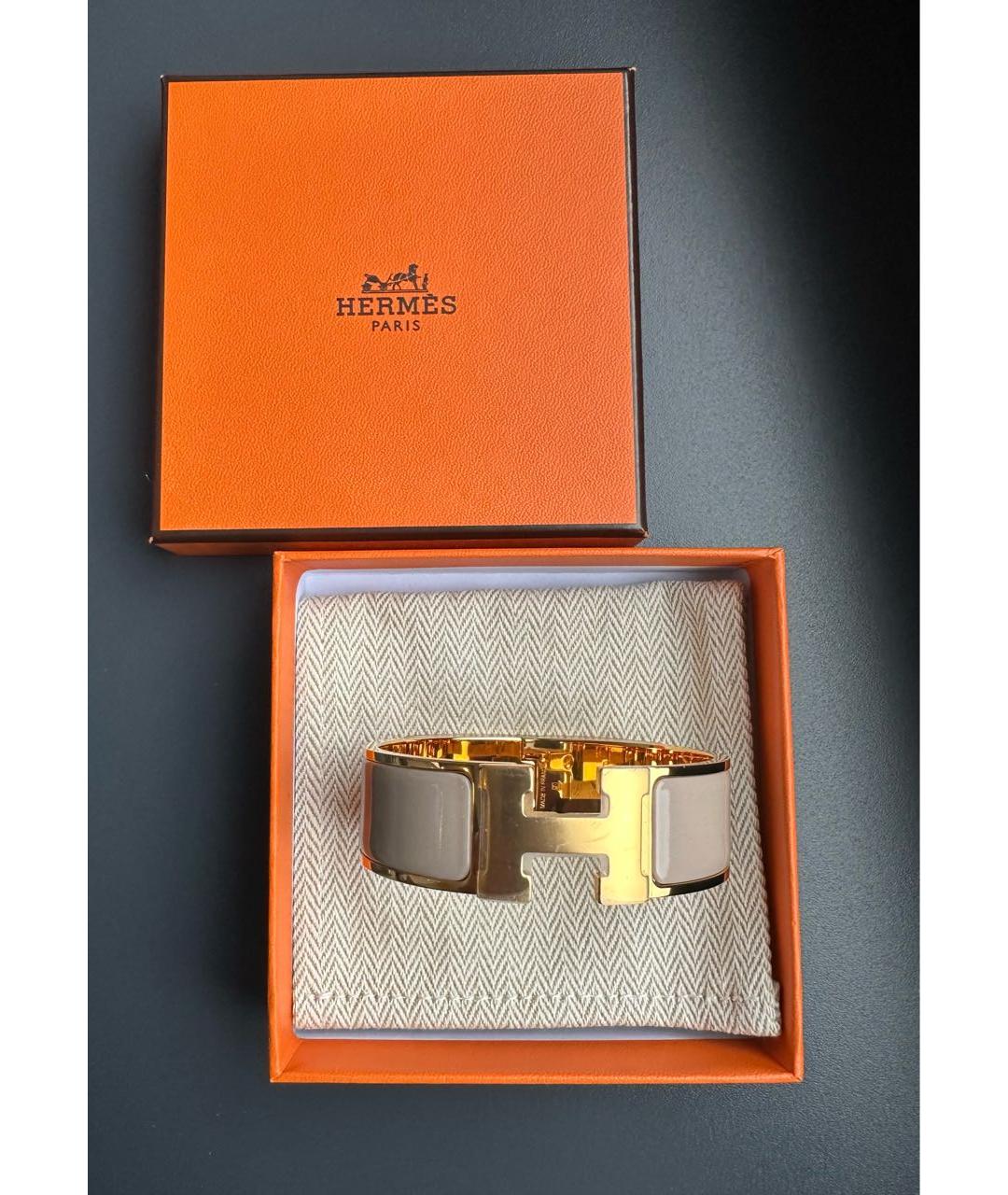 HERMES Бежевый металлический браслет, фото 4