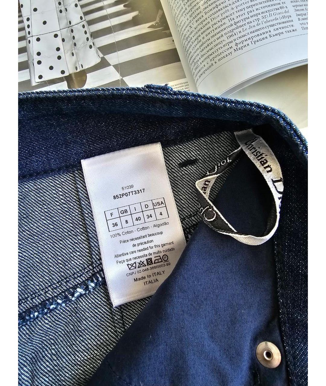 CHRISTIAN DIOR Темно-синие хлопковые брюки широкие, фото 4