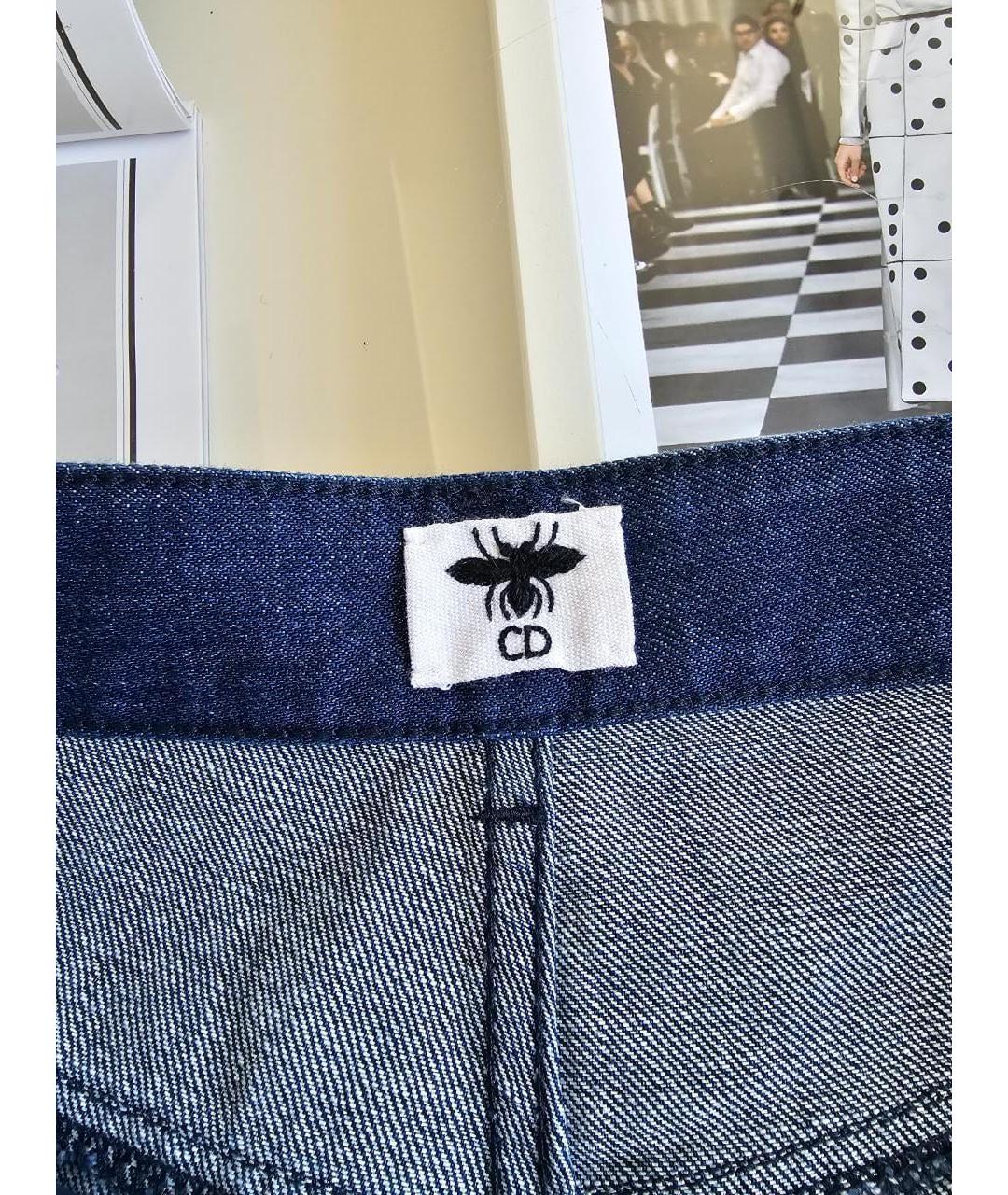 CHRISTIAN DIOR Темно-синие хлопковые брюки широкие, фото 3
