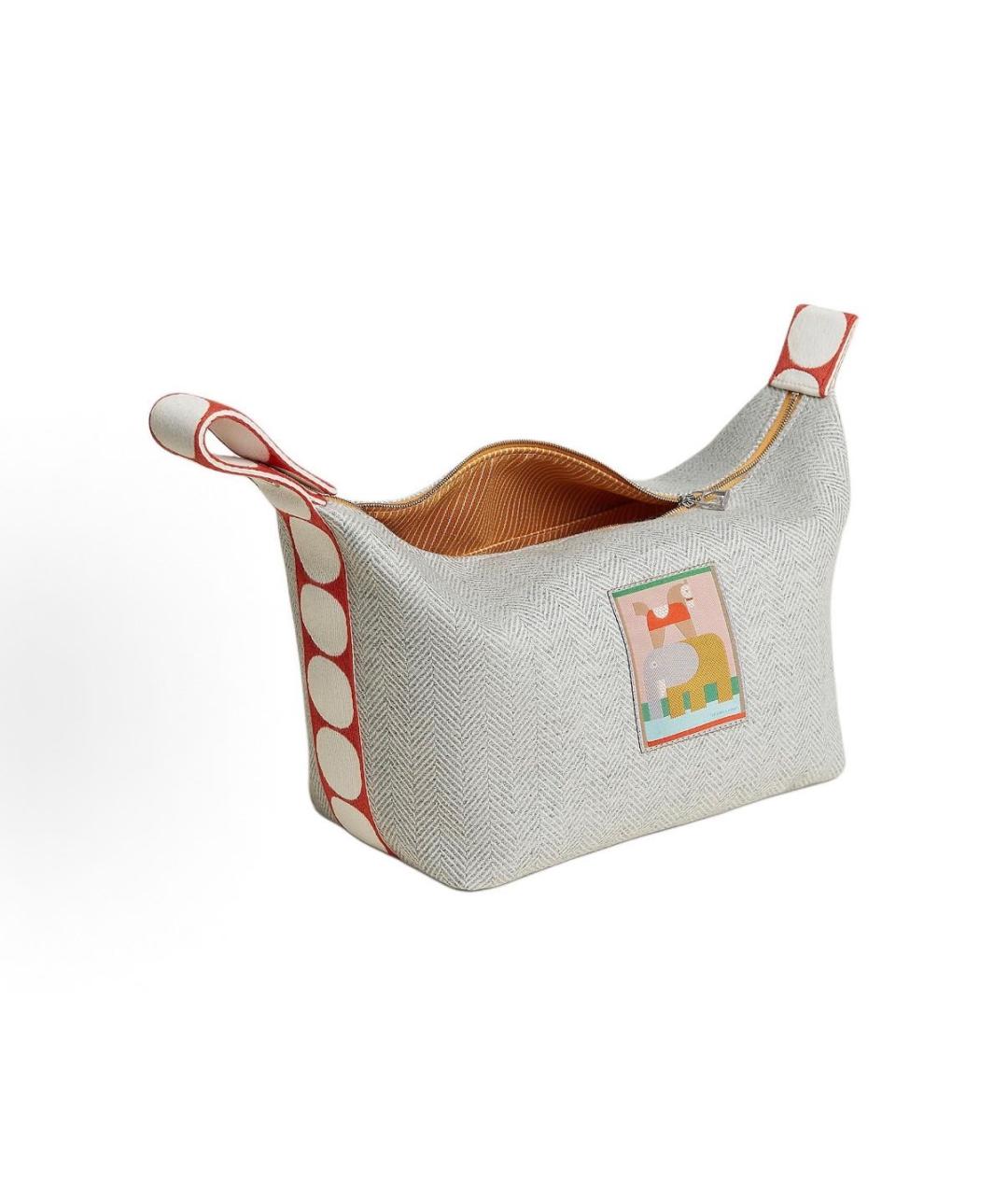 HERMES Серая хлопковая косметичка, фото 2