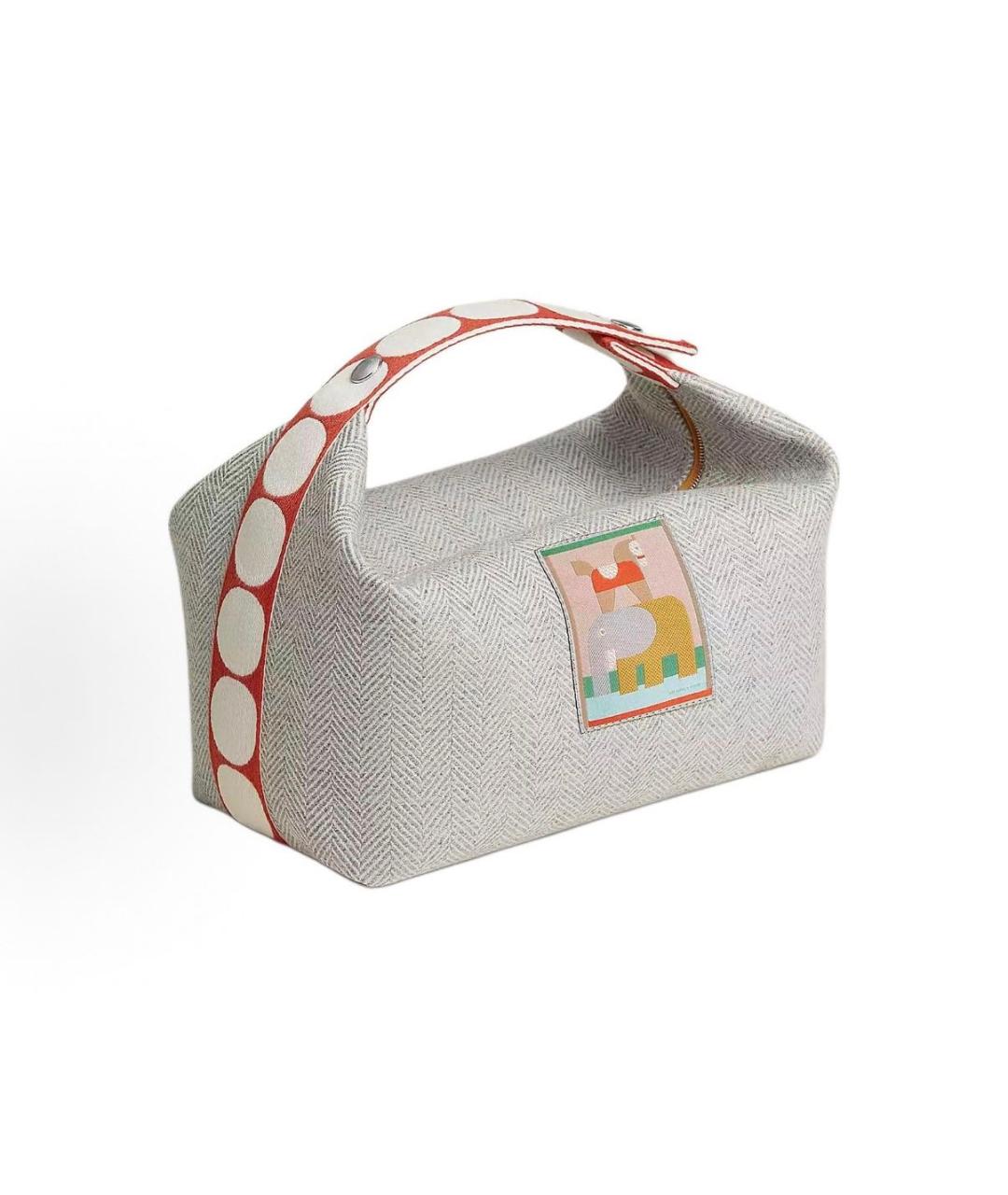 HERMES Серая хлопковая косметичка, фото 5