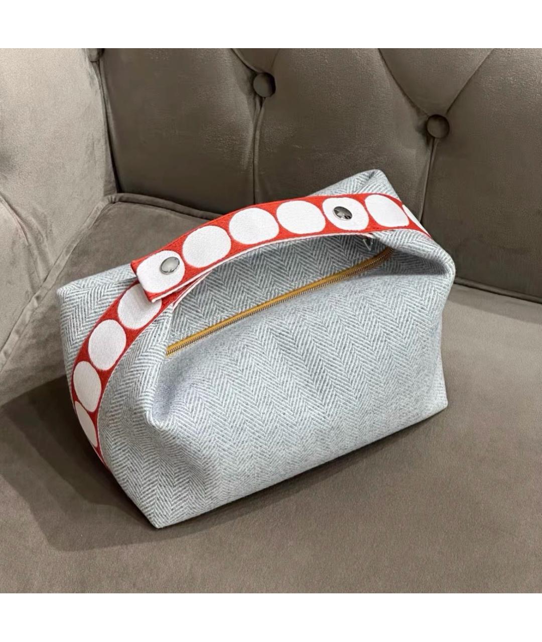 HERMES Серая хлопковая косметичка, фото 4