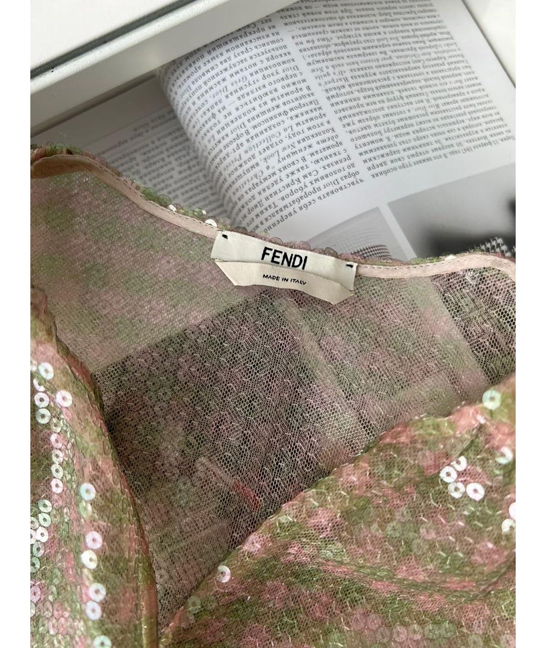 FENDI Золотое полиамидовое платье, фото 3