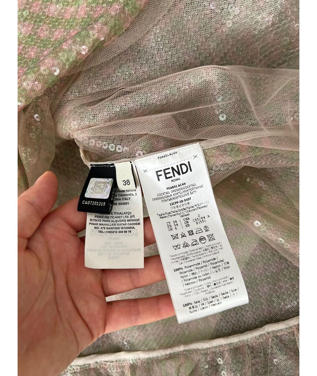 FENDI Золотое полиамидовое платье, фото 8