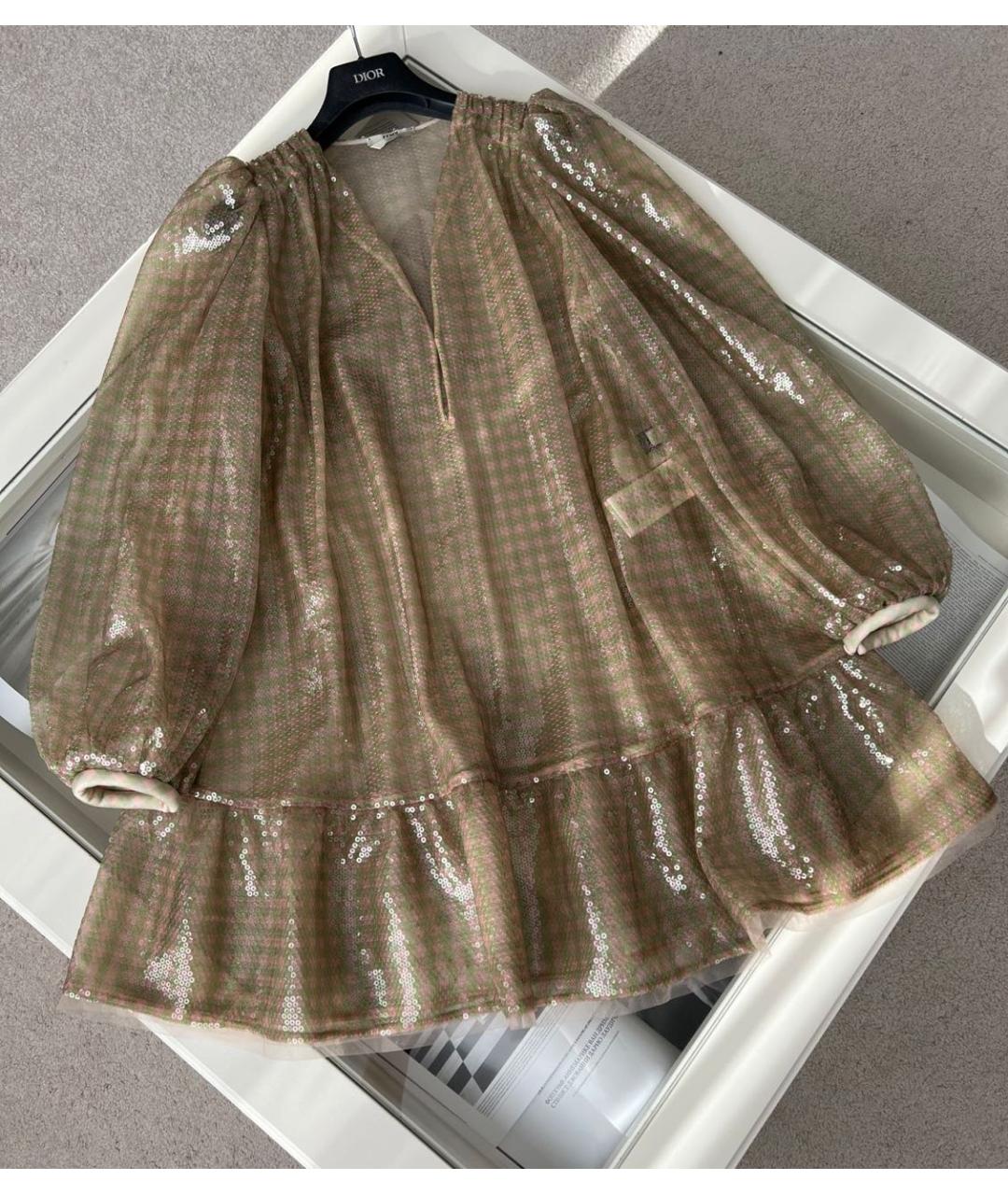 FENDI Золотое полиамидовое платье, фото 9