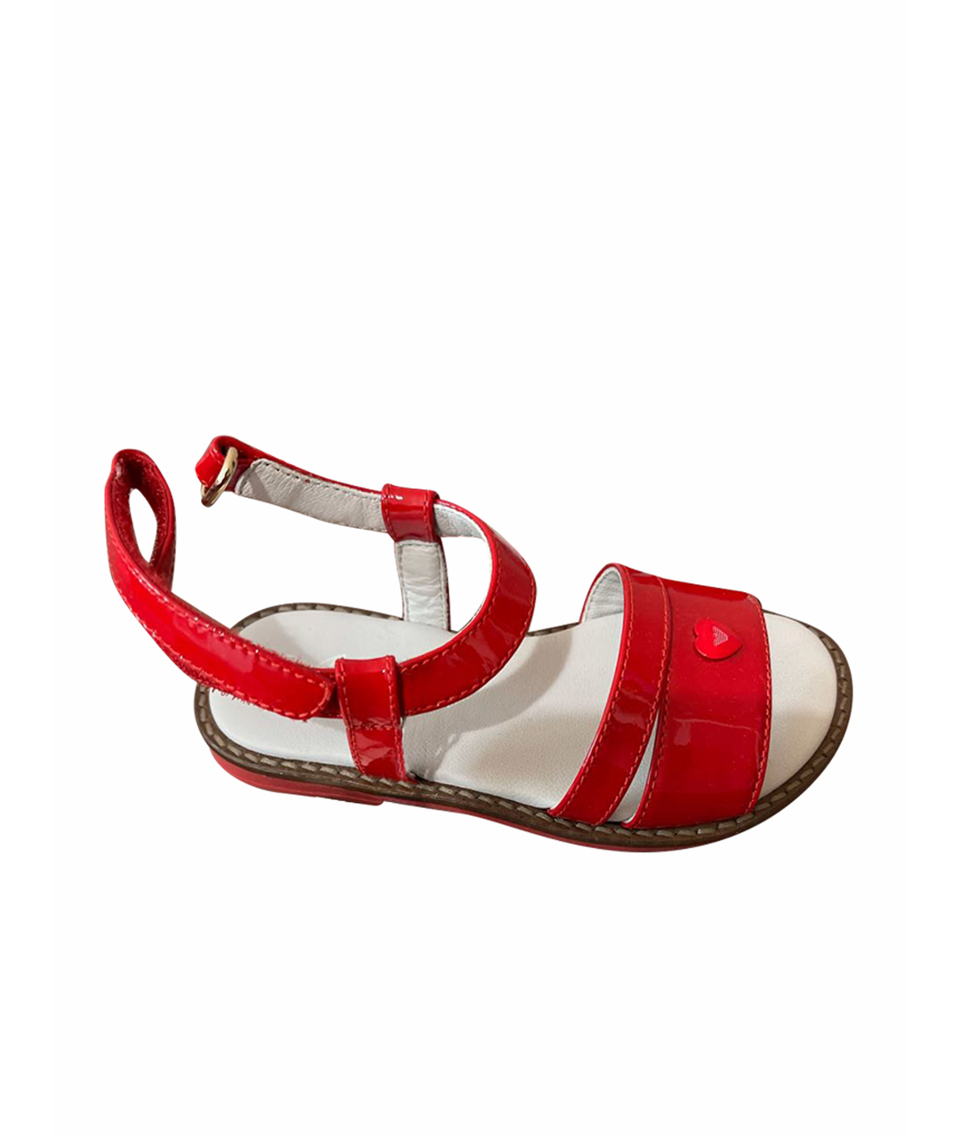 ARMANI JUNIOR Красные сандалии и шлепанцы из лакированной кожи, фото 1