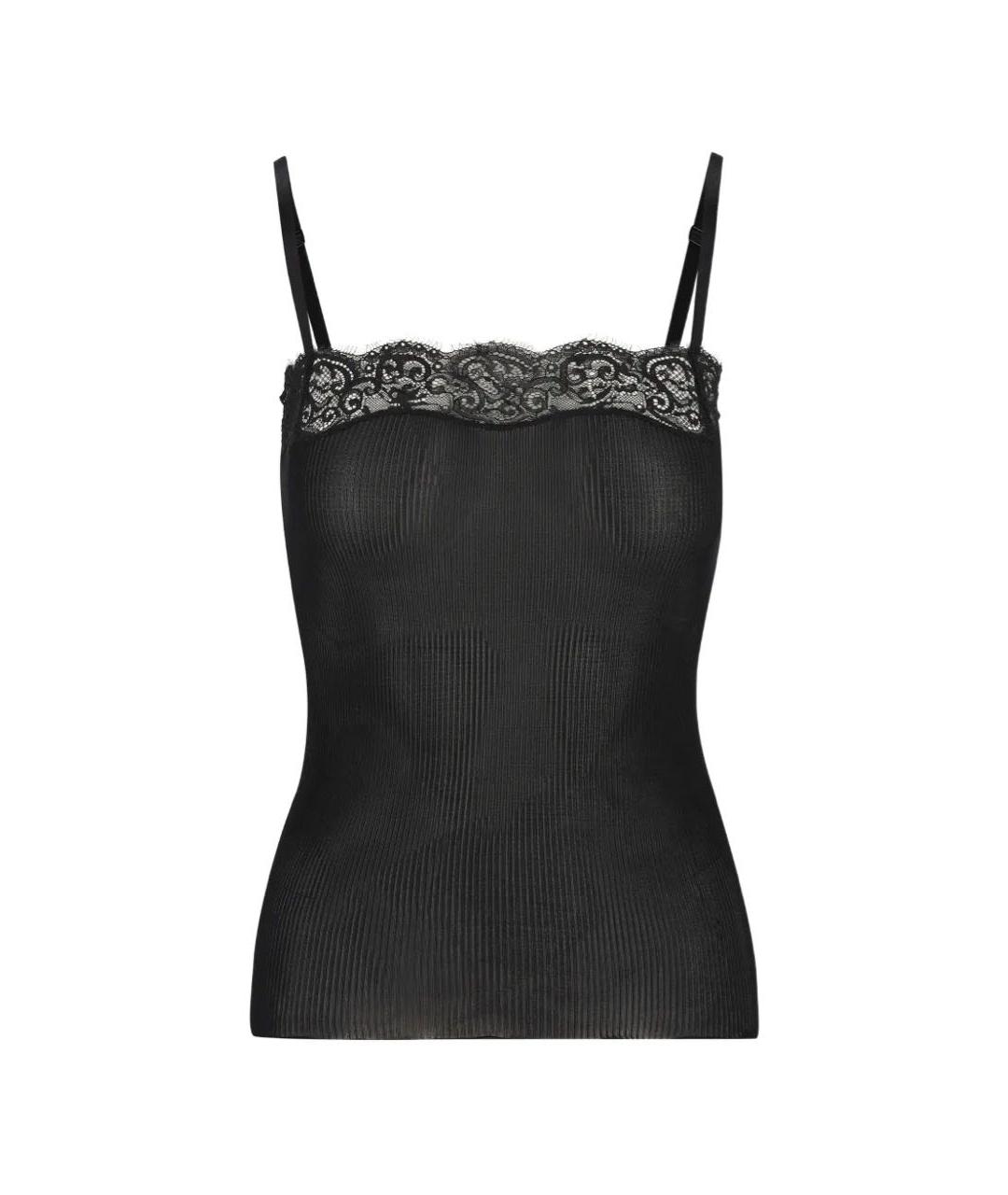 SAINT LAURENT Черная шелковая майка, фото 1