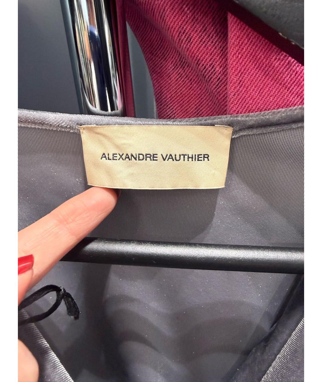 ALEXANDRE VAUTHIER Серое бархатное коктейльное платье, фото 7