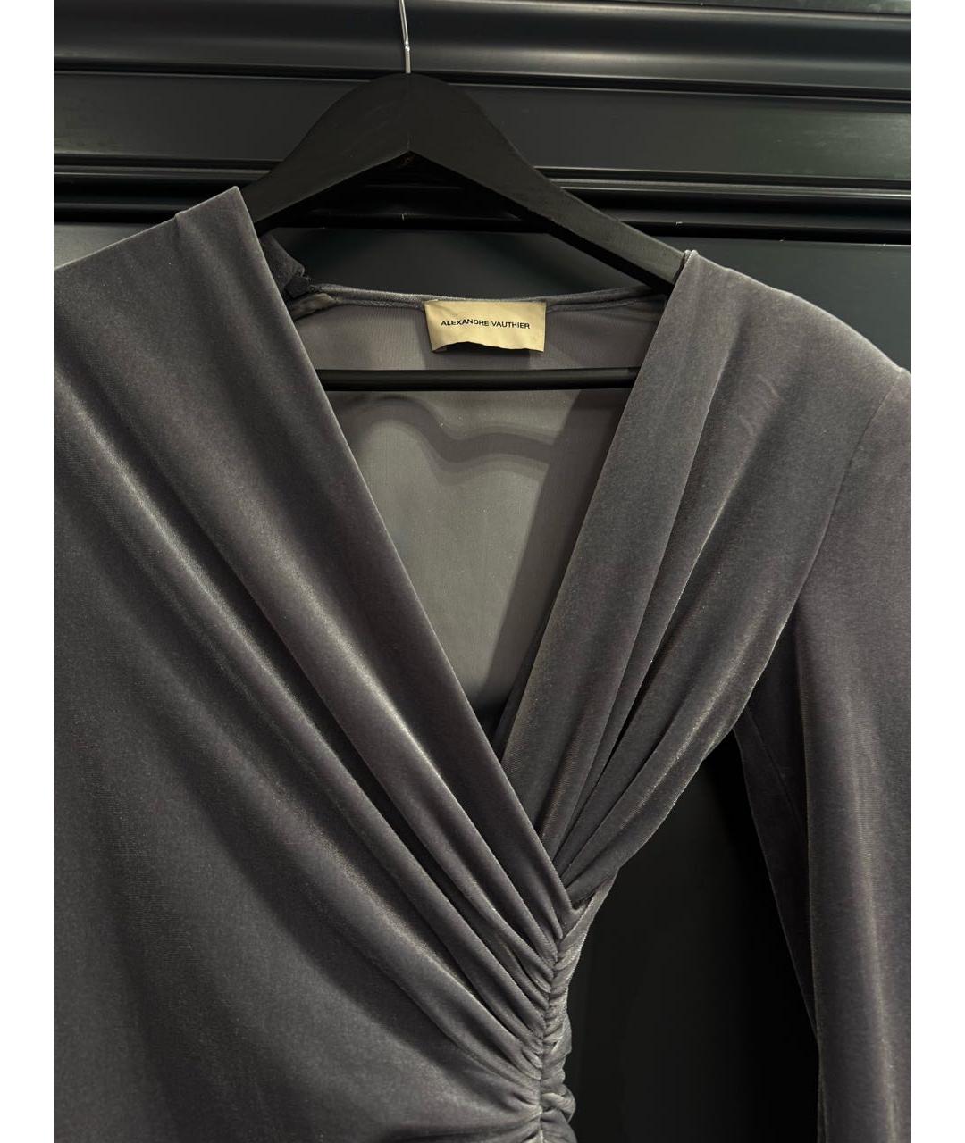 ALEXANDRE VAUTHIER Серое бархатное коктейльное платье, фото 4