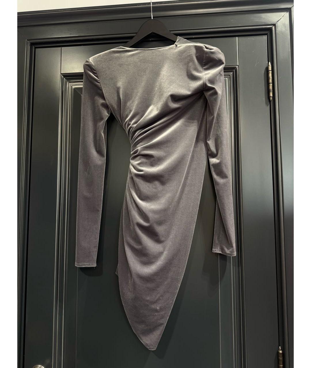 ALEXANDRE VAUTHIER Серое бархатное коктейльное платье, фото 6
