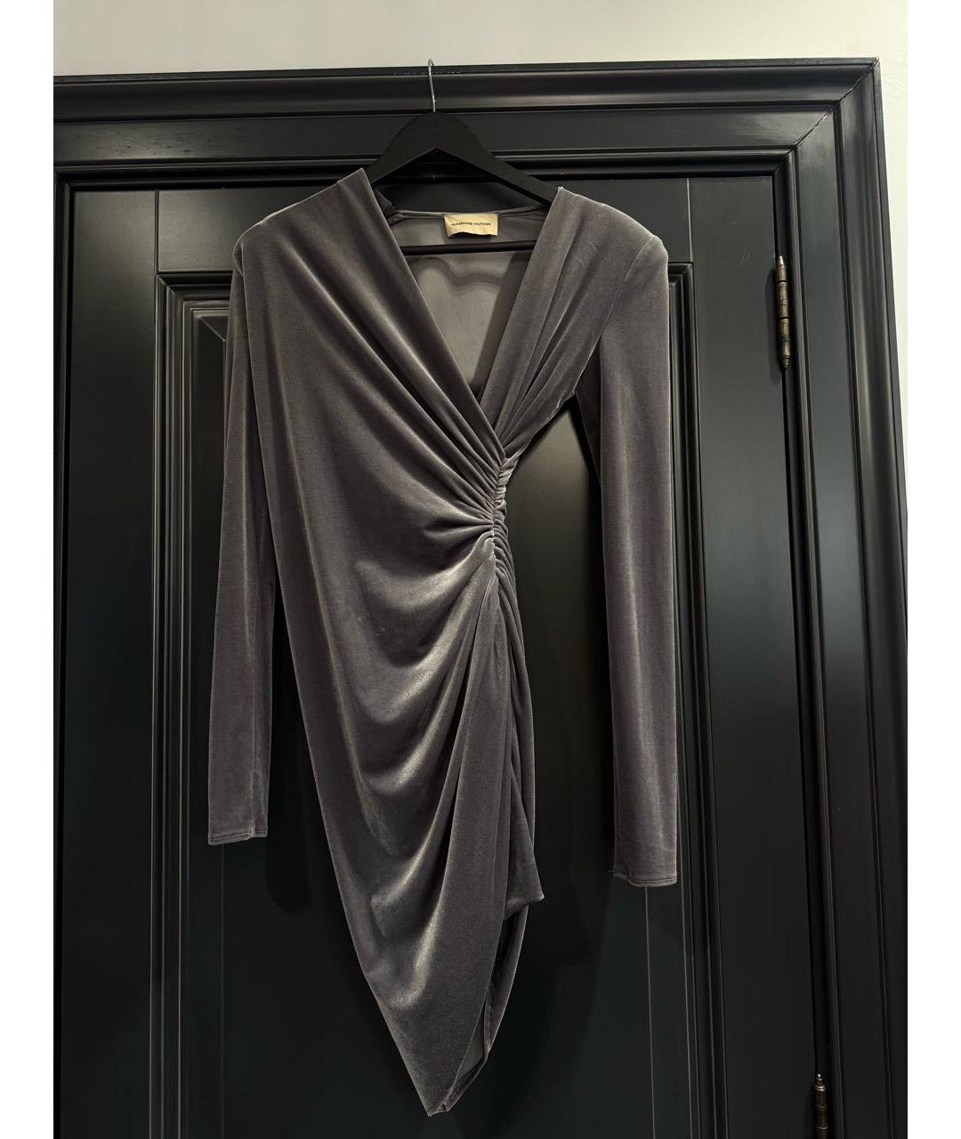 ALEXANDRE VAUTHIER Серое бархатное коктейльное платье, фото 5