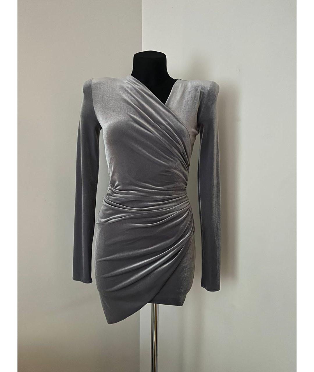 ALEXANDRE VAUTHIER Серое бархатное коктейльное платье, фото 9