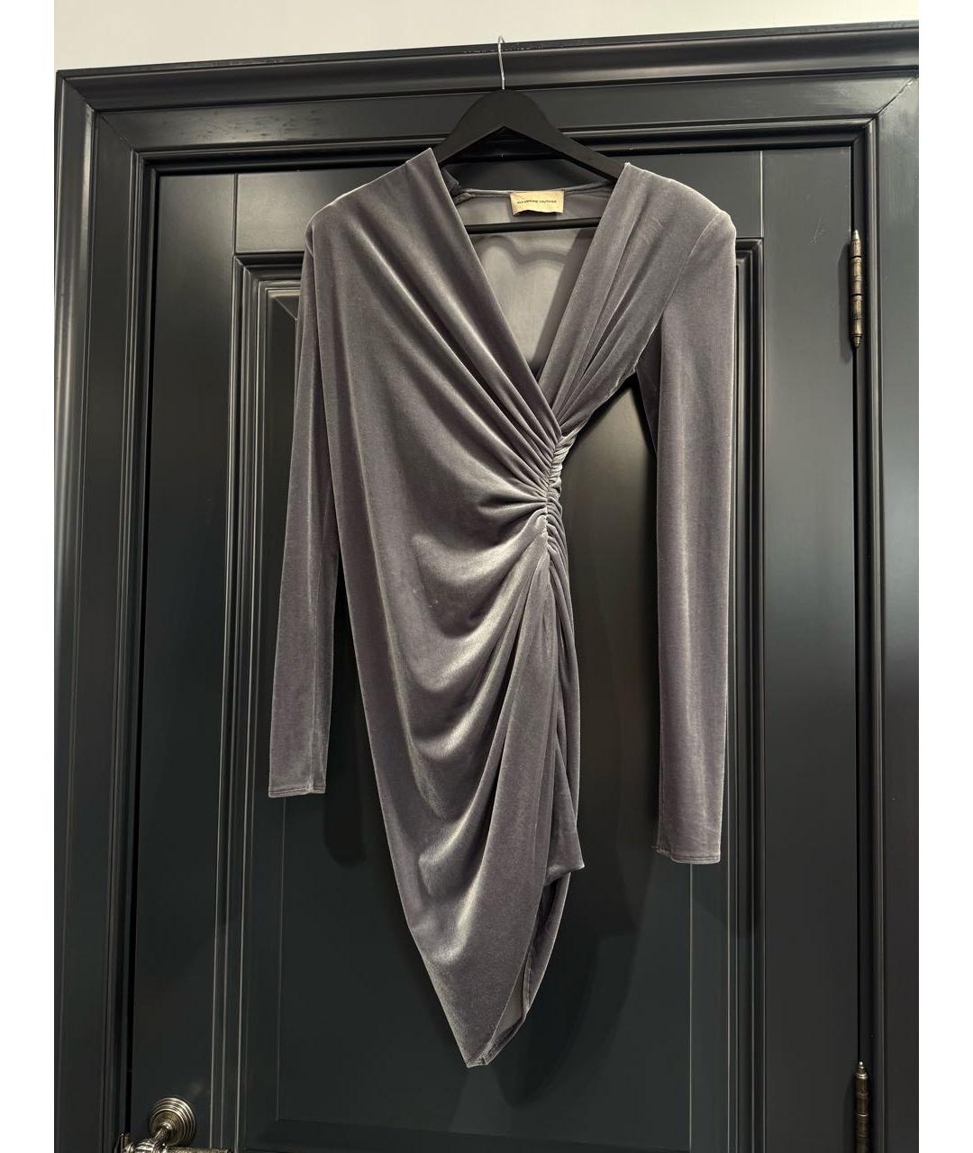 ALEXANDRE VAUTHIER Серое бархатное коктейльное платье, фото 3