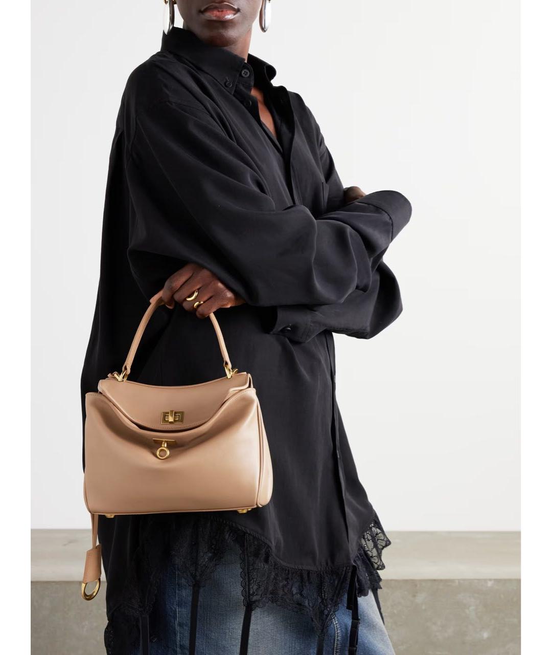 BALENCIAGA Бежевая кожаная сумка через плечо, фото 7