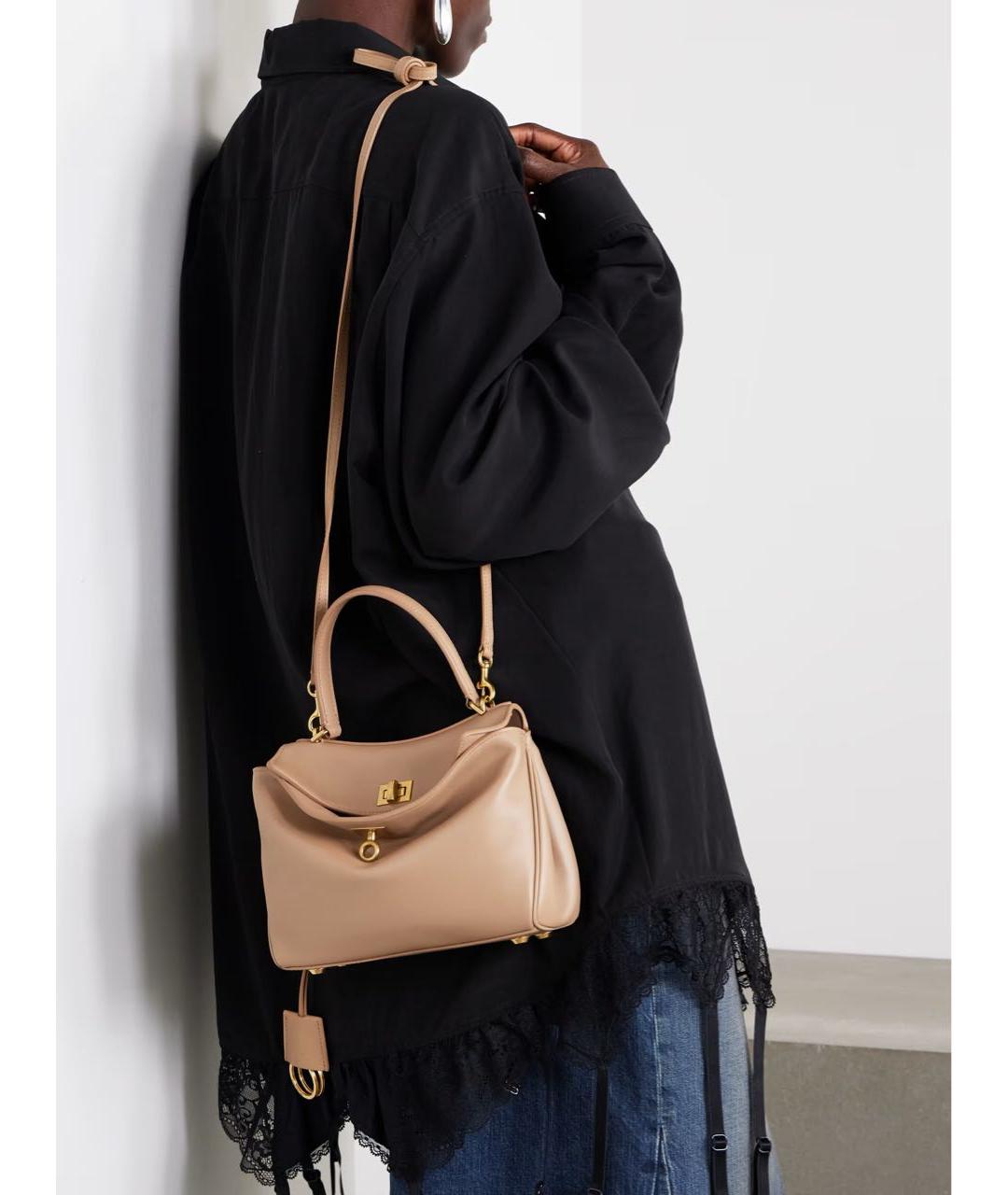 BALENCIAGA Бежевая кожаная сумка через плечо, фото 8