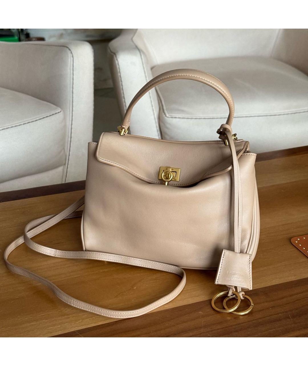 BALENCIAGA Бежевая кожаная сумка через плечо, фото 2