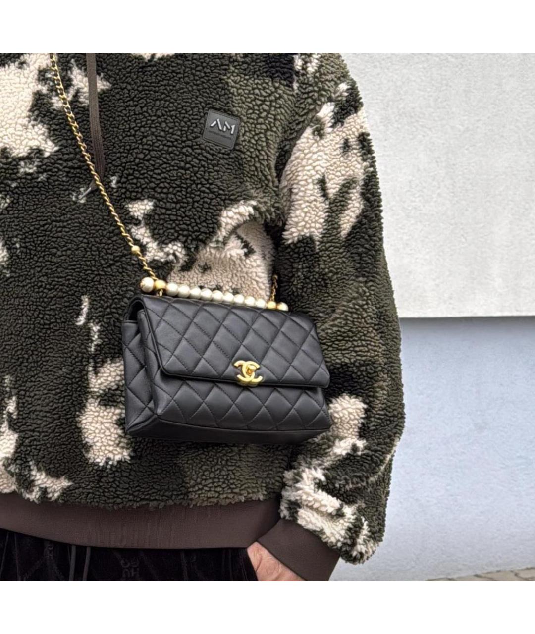 CHANEL Черная кожаная сумка через плечо, фото 6