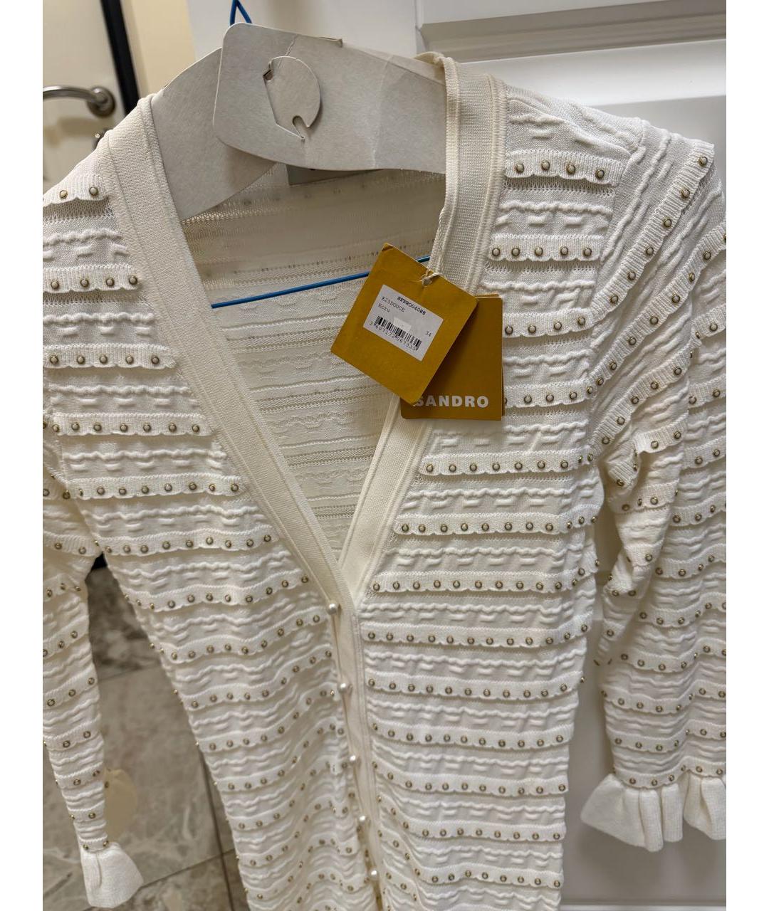 SANDRO Белое полиэстеровое повседневное платье, фото 3