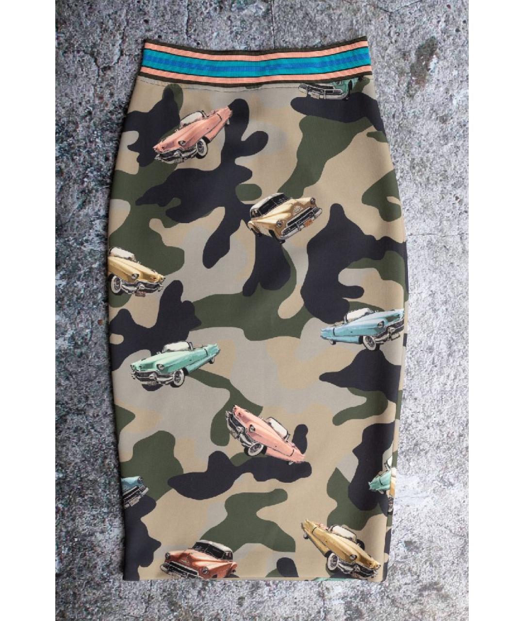 PINKO Хаки полиэстеровая юбка миди, фото 10