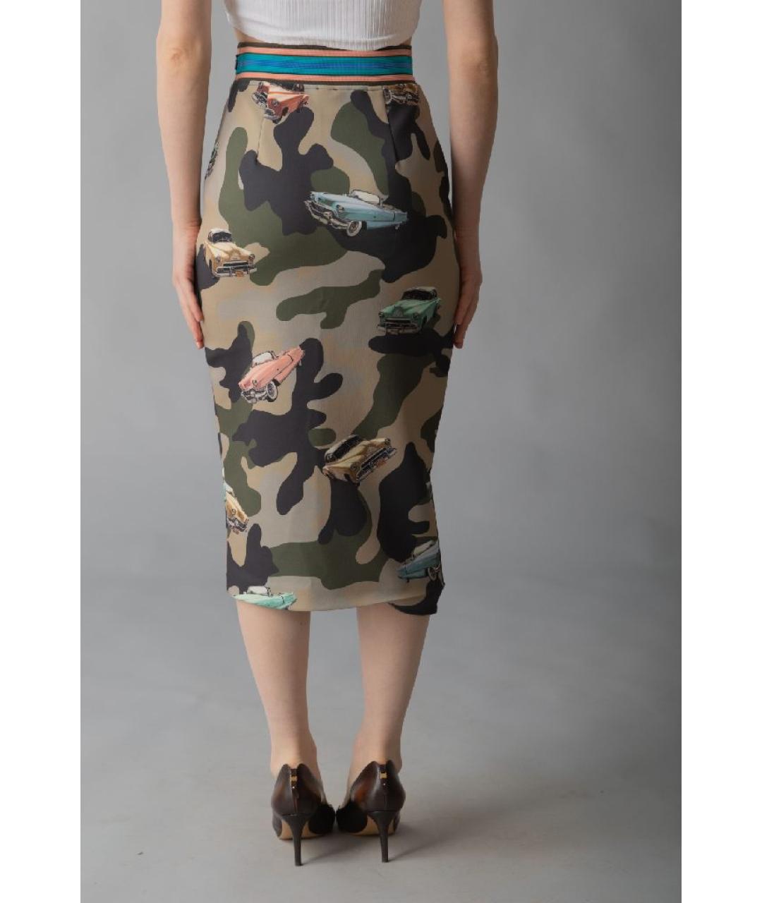 PINKO Хаки полиэстеровая юбка миди, фото 6