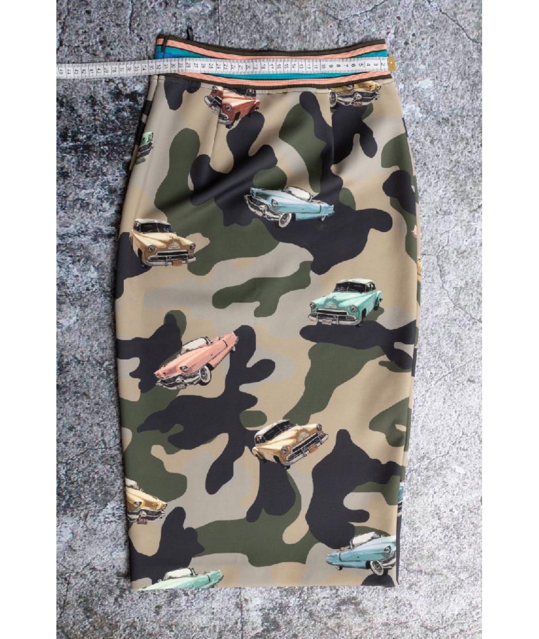 PINKO Хаки полиэстеровая юбка миди, фото 4