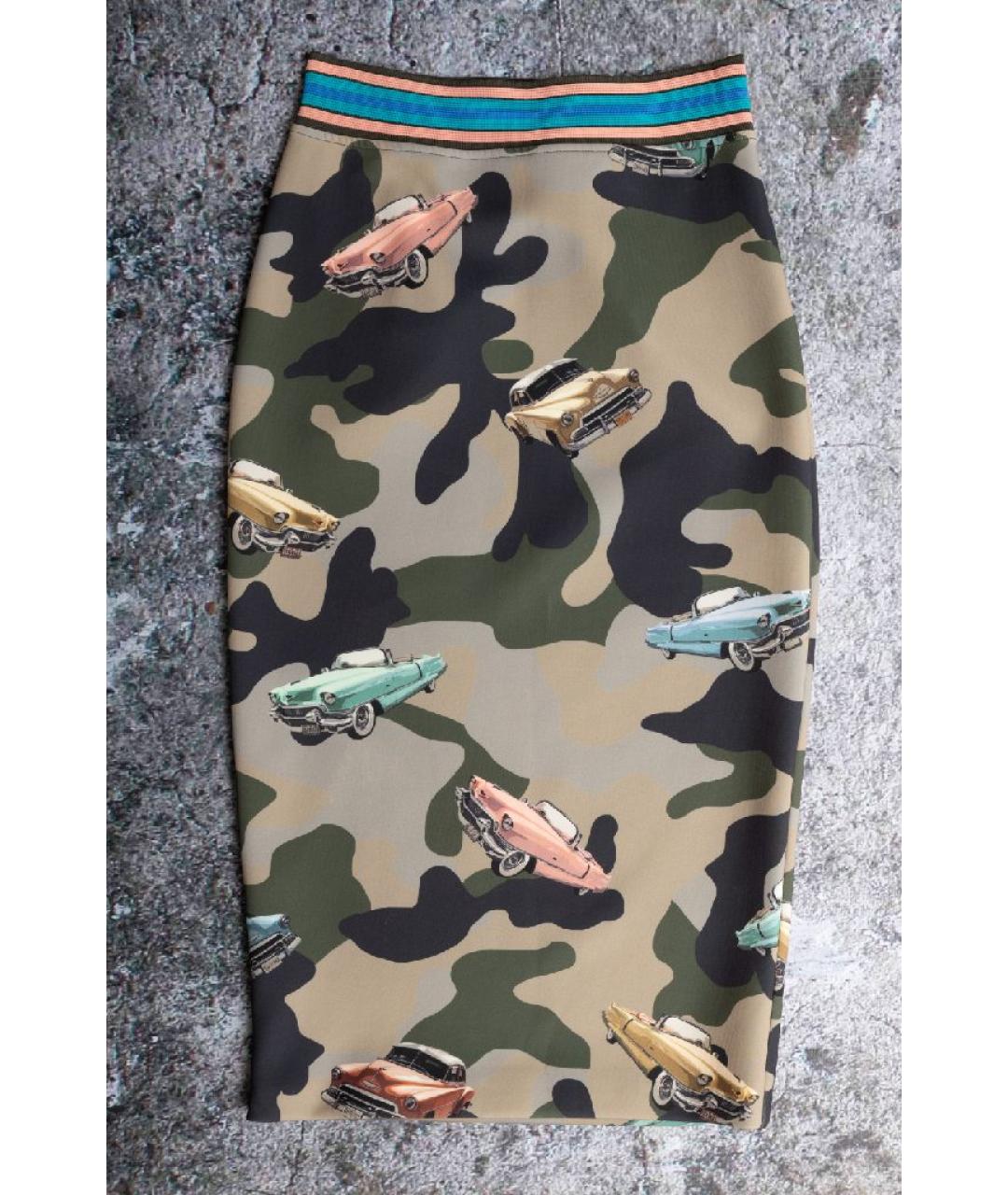 PINKO Хаки полиэстеровая юбка миди, фото 2