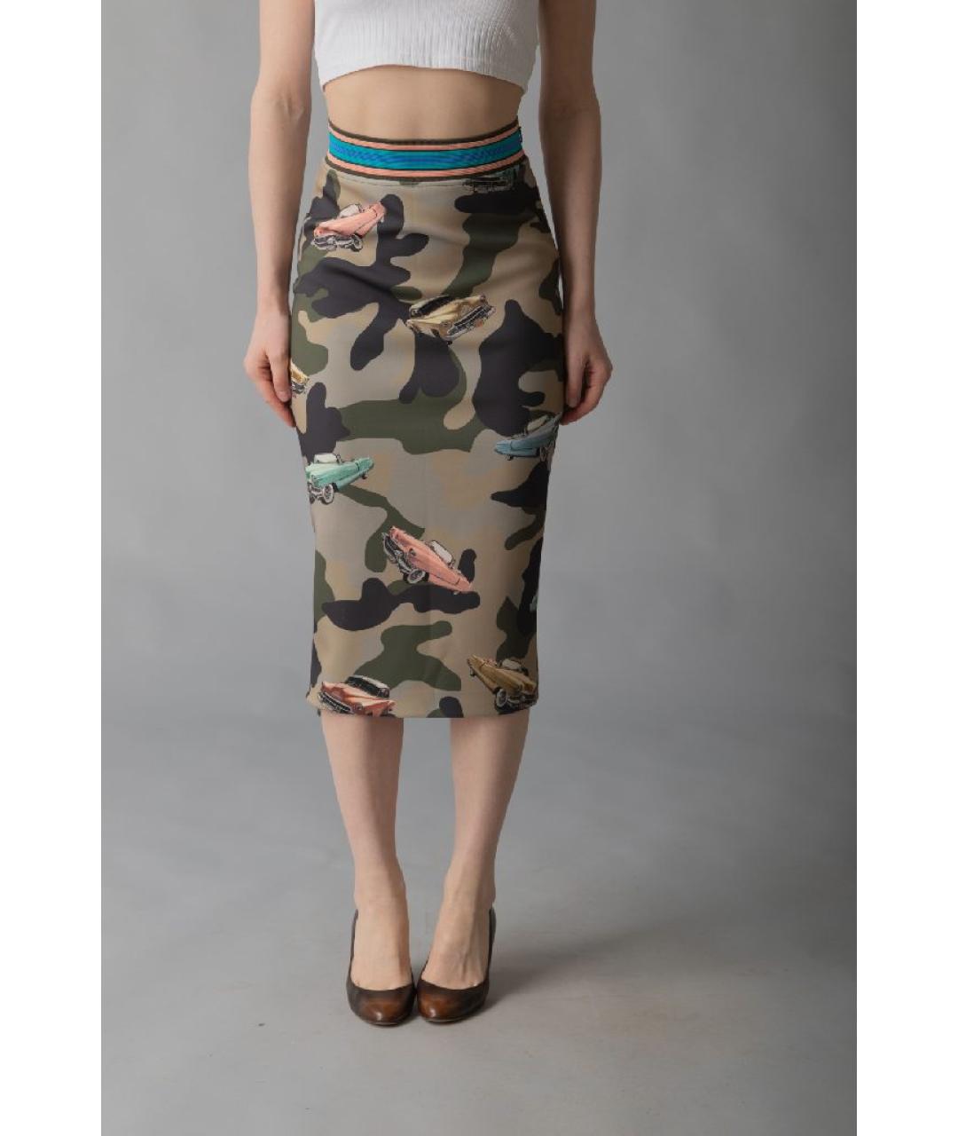 PINKO Хаки полиэстеровая юбка миди, фото 5