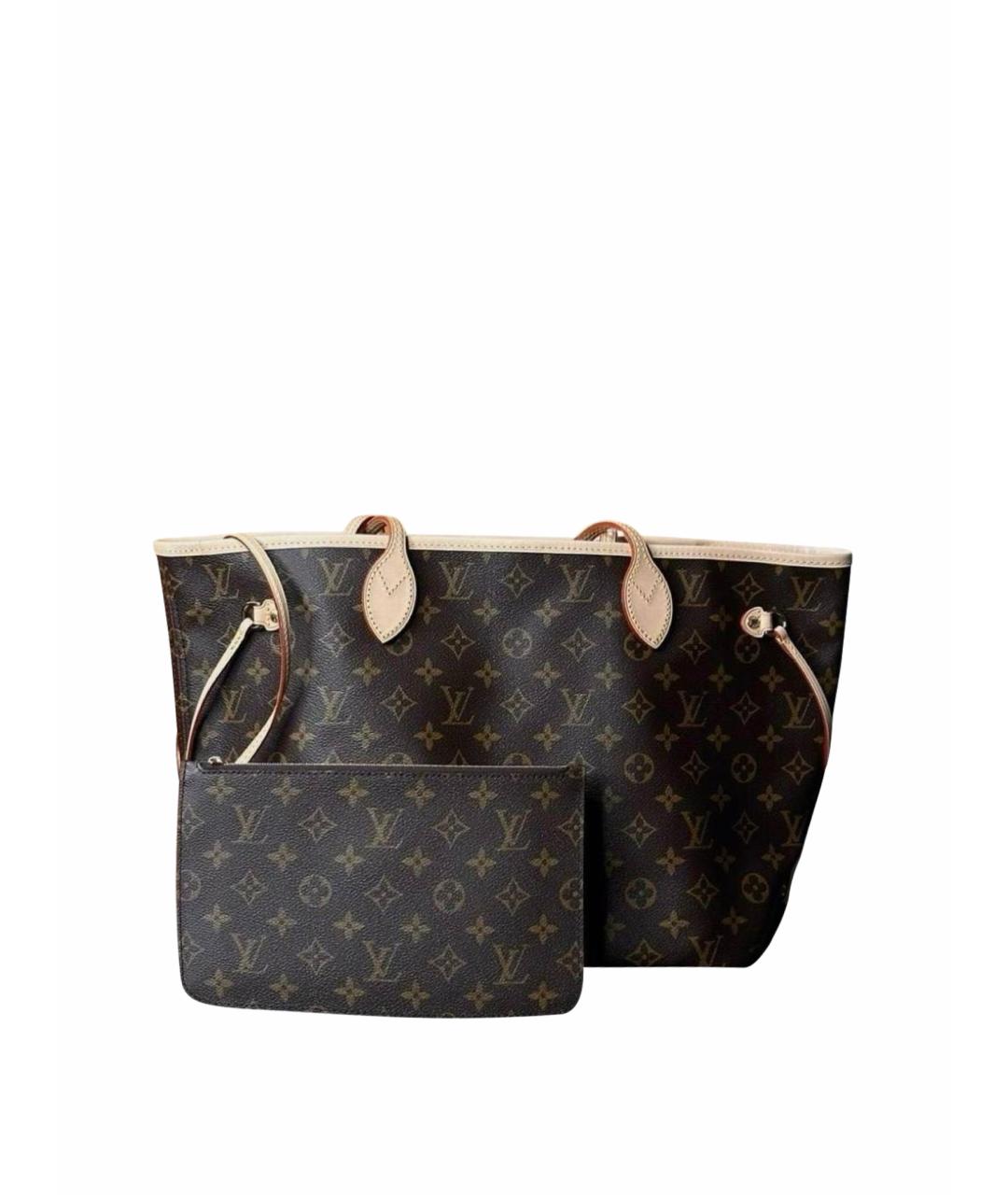 LOUIS VUITTON Коричневая кожаная сумка с короткими ручками, фото 1