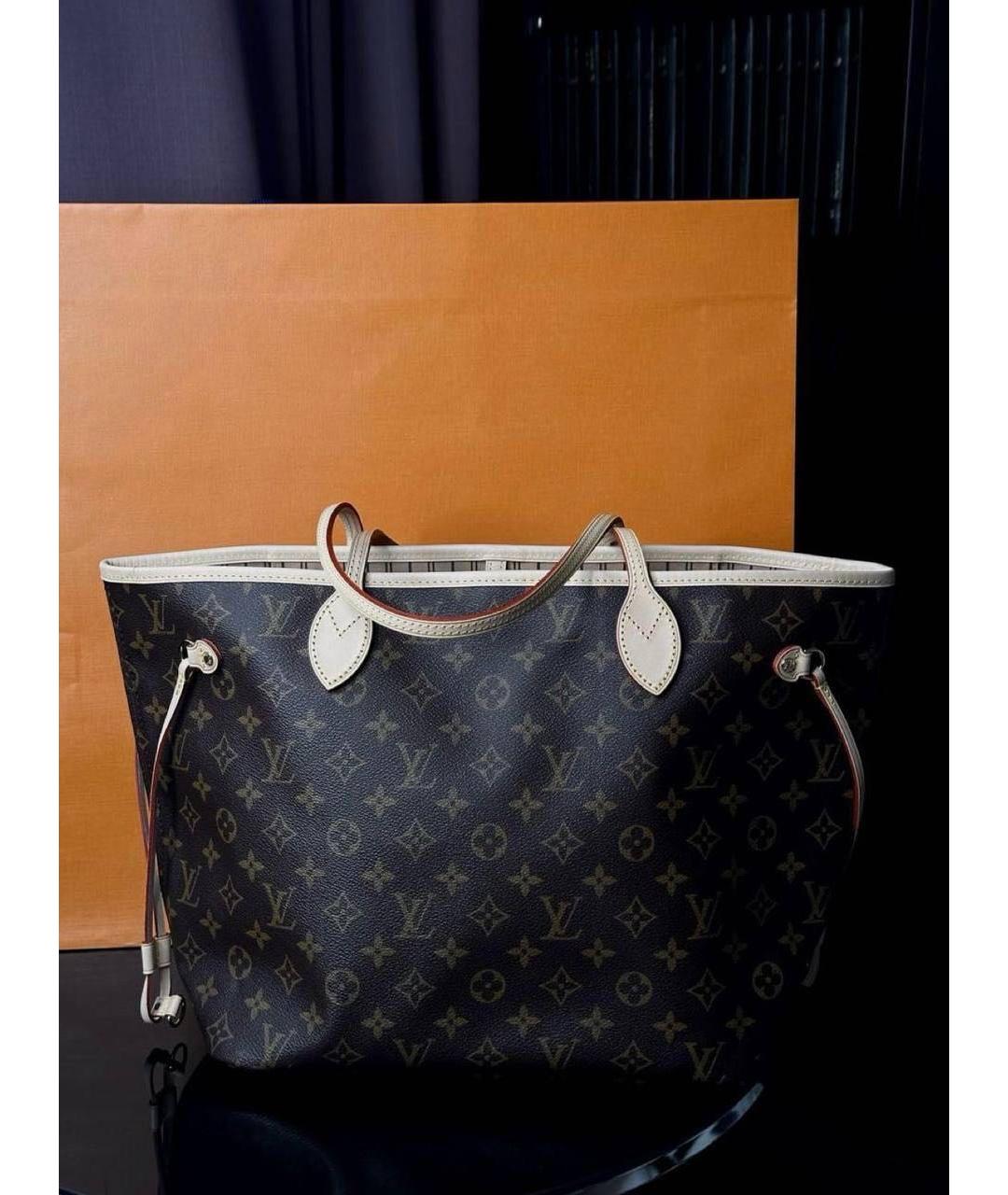 LOUIS VUITTON Коричневая кожаная сумка с короткими ручками, фото 3