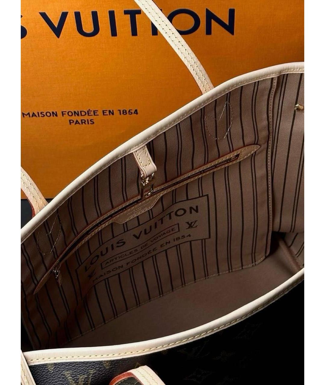 LOUIS VUITTON Коричневая кожаная сумка с короткими ручками, фото 4