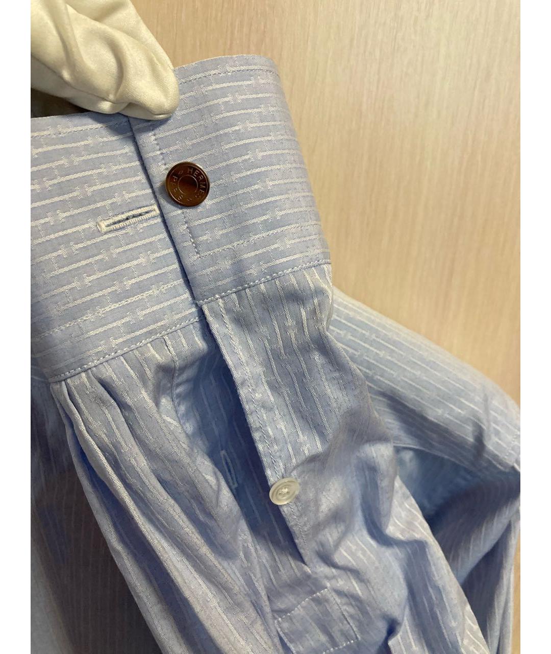 HERMES Голубая хлопковая классическая рубашка, фото 4