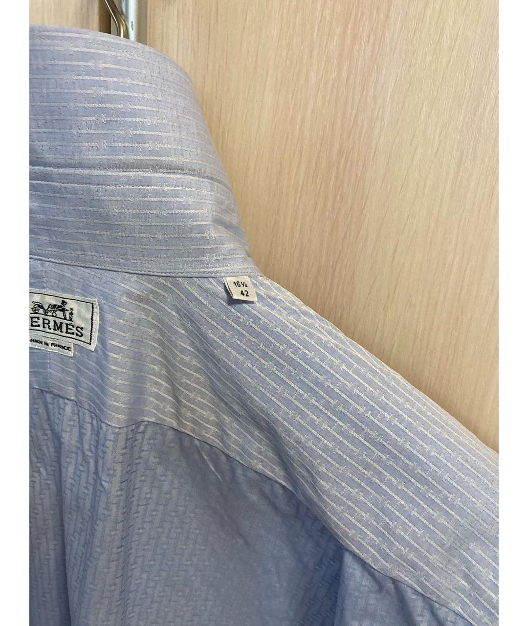 HERMES Голубая хлопковая классическая рубашка, фото 7