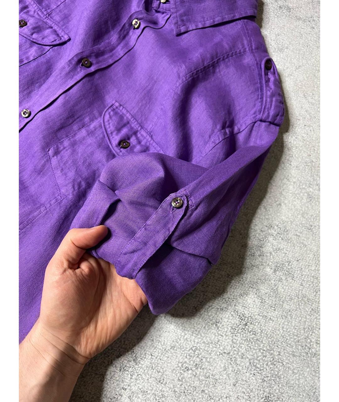 ETRO Фиолетовая льняная кэжуал рубашка, фото 5