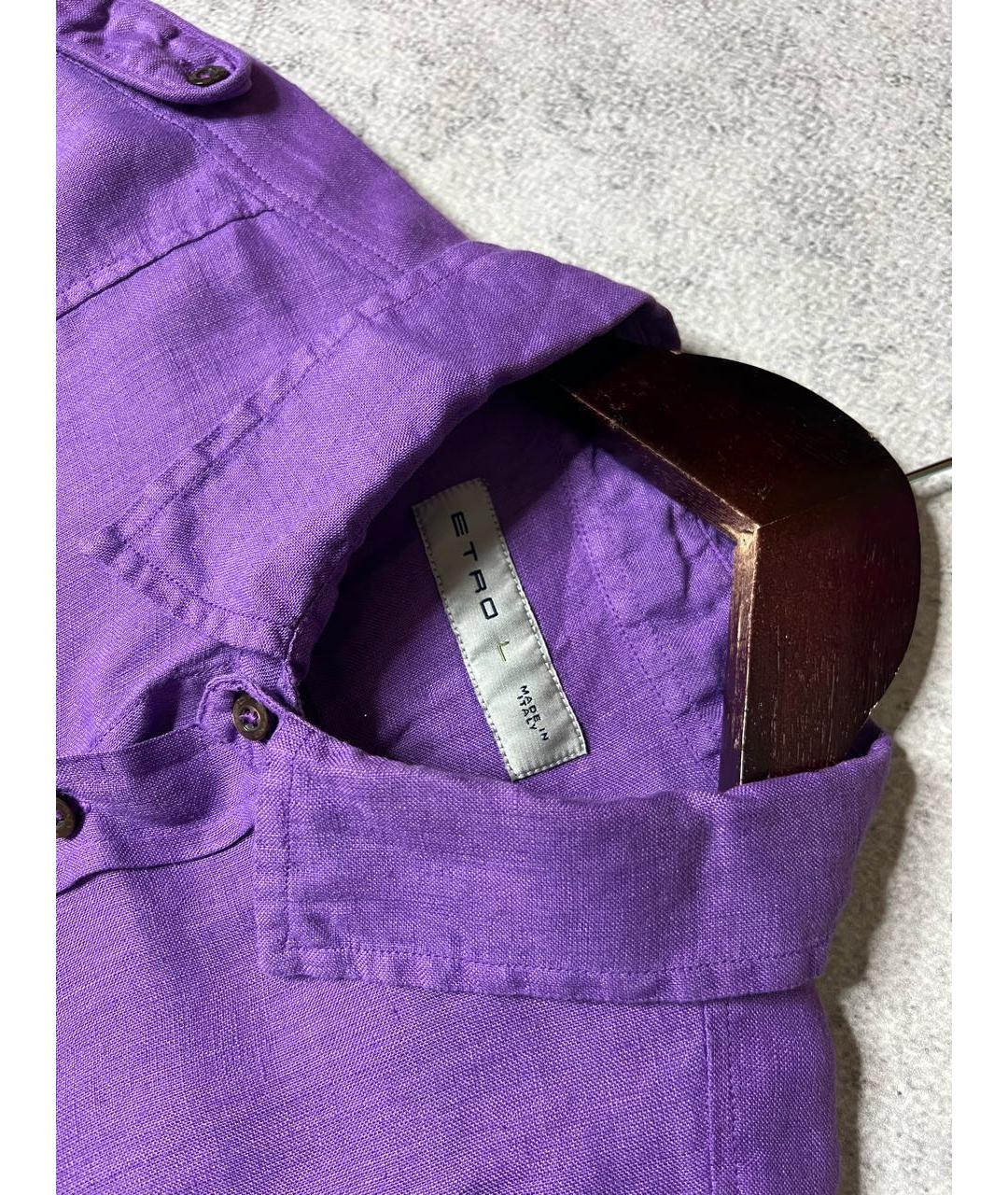 ETRO Фиолетовая льняная кэжуал рубашка, фото 4